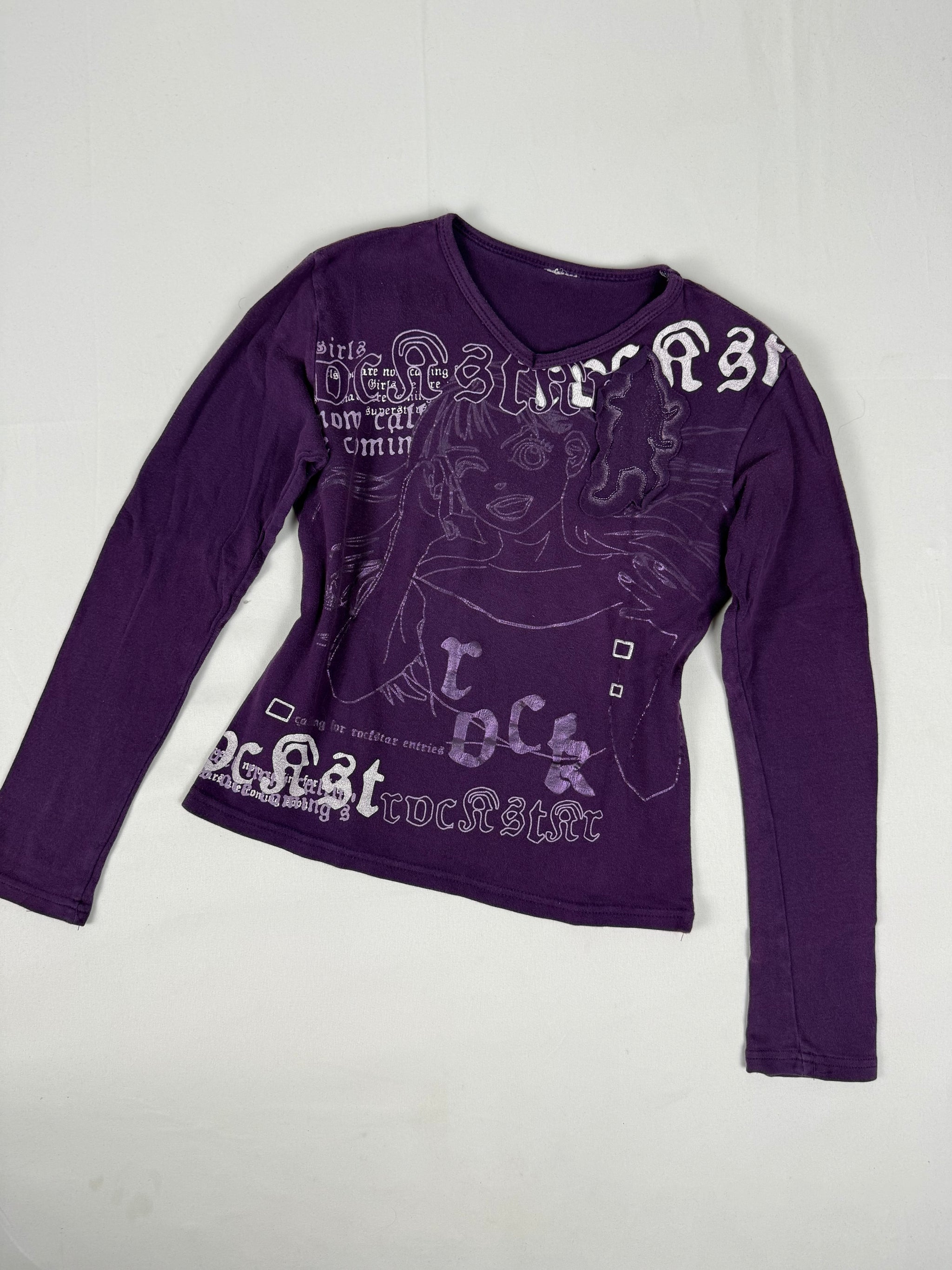 Purple graphic long sleeves top (XS/S)