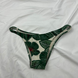 Khaki floral low rise brasilian bikini bottom (XS)