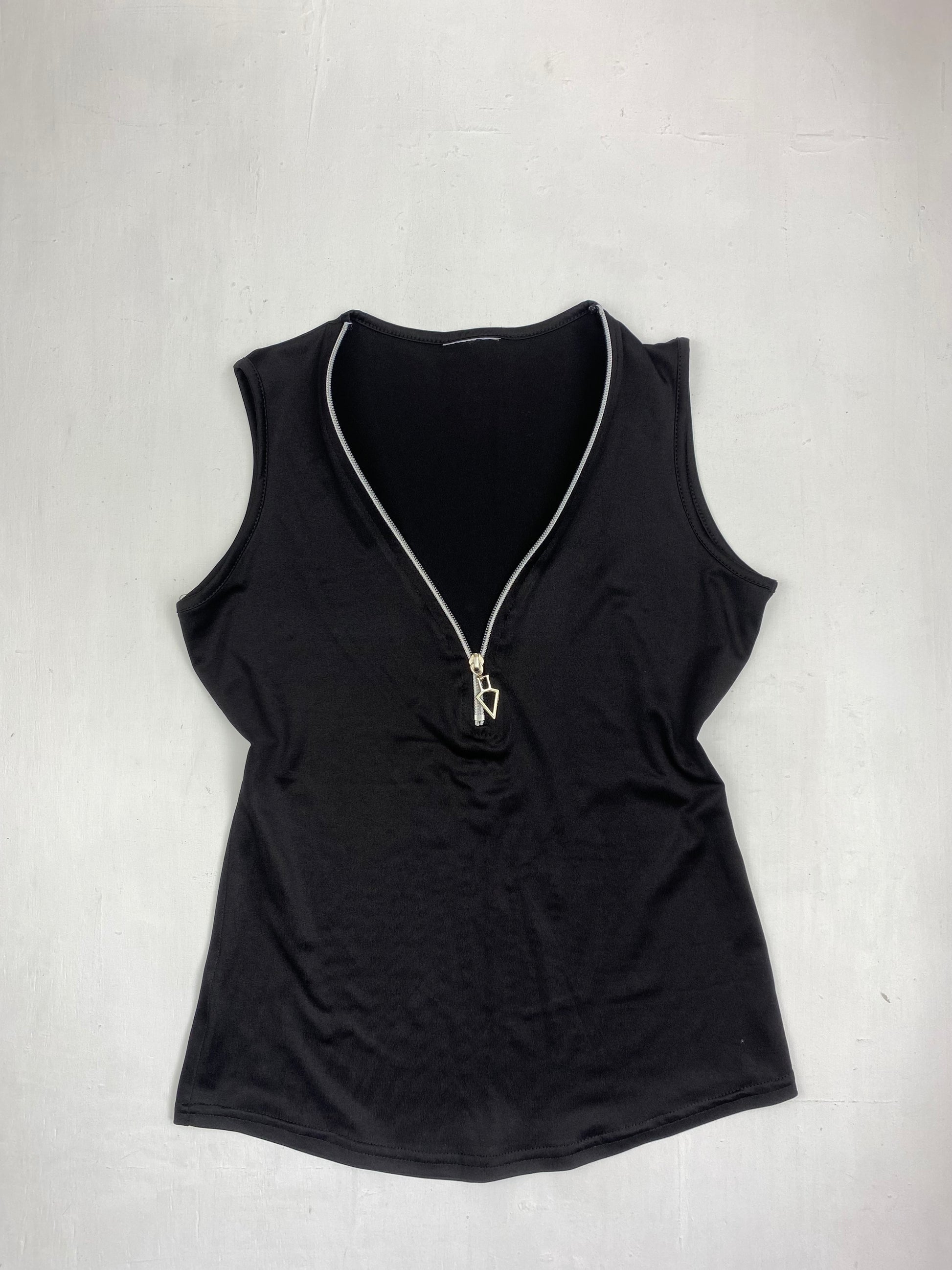Black zip up tank top (M)