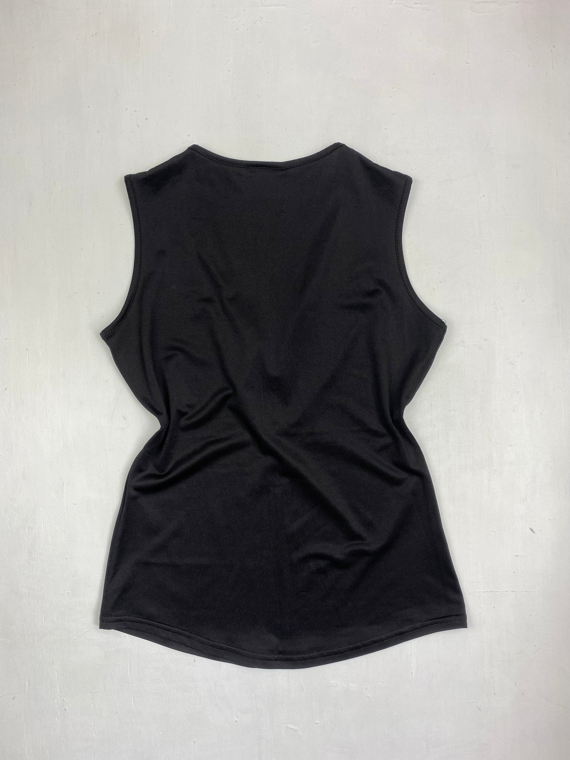 Black zip up tank top (M)