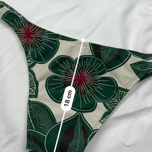 Khaki floral low rise brasilian bikini bottom (XS)