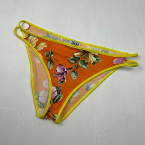 Orange floral print low rise bikini set (M)
