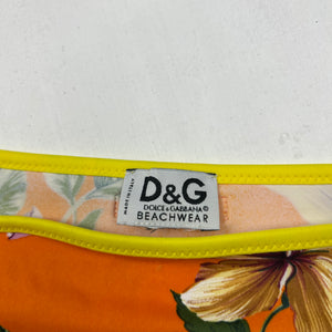 Orange floral print low rise bikini set (M)