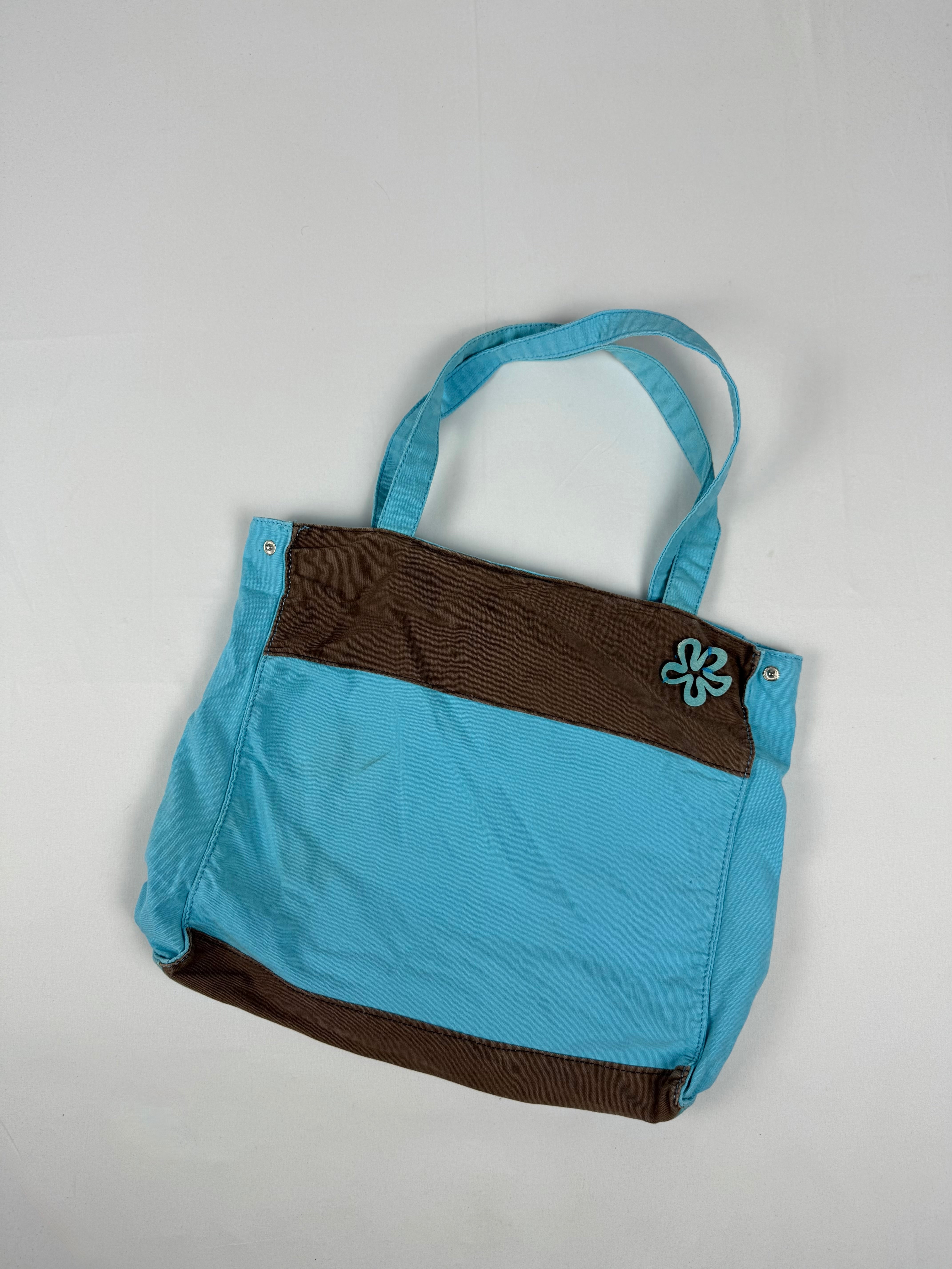 Blue 100% cotton maxi shoulder bag (31x39cm)