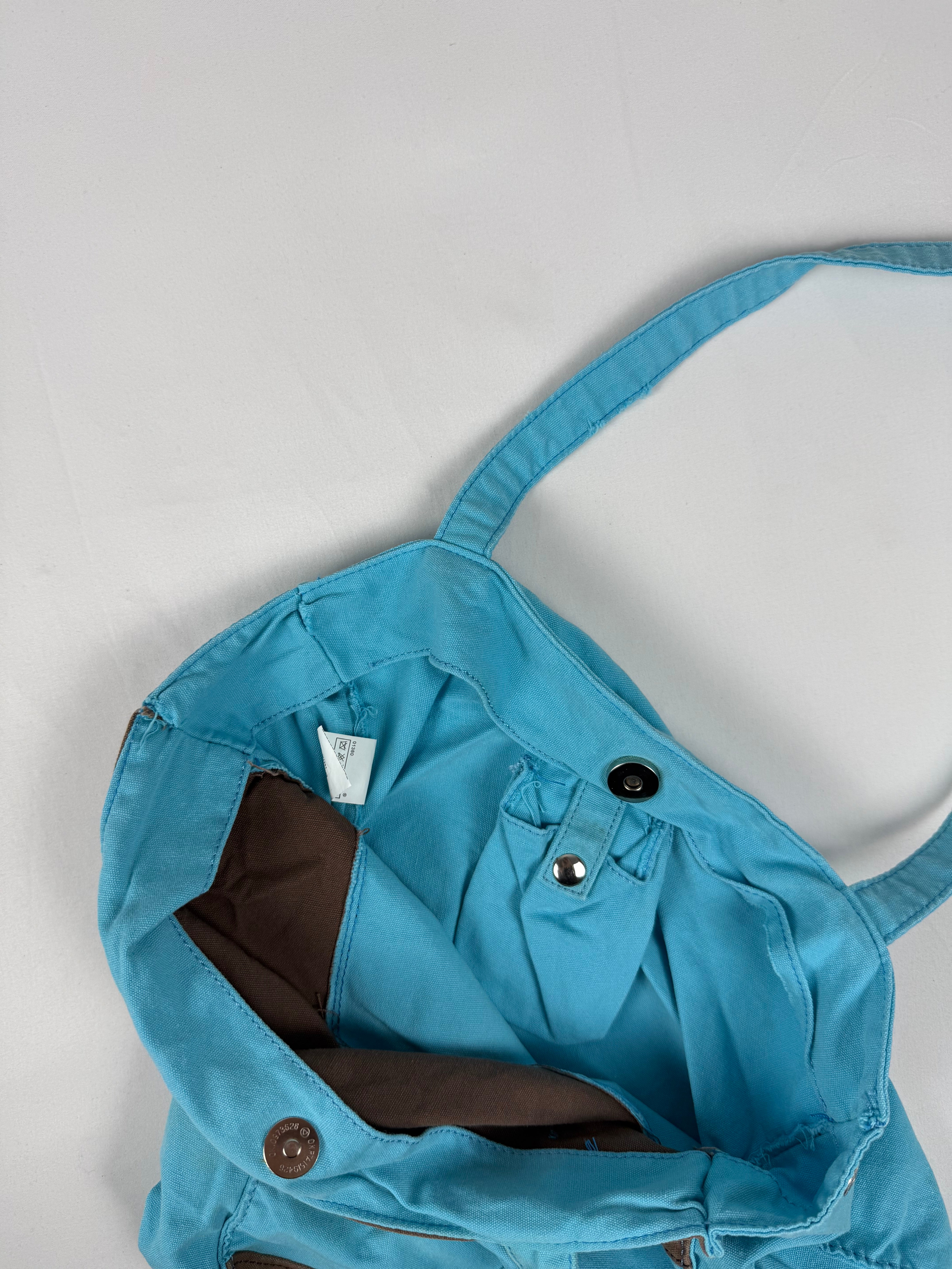 Blue 100% cotton maxi shoulder bag (31x39cm)