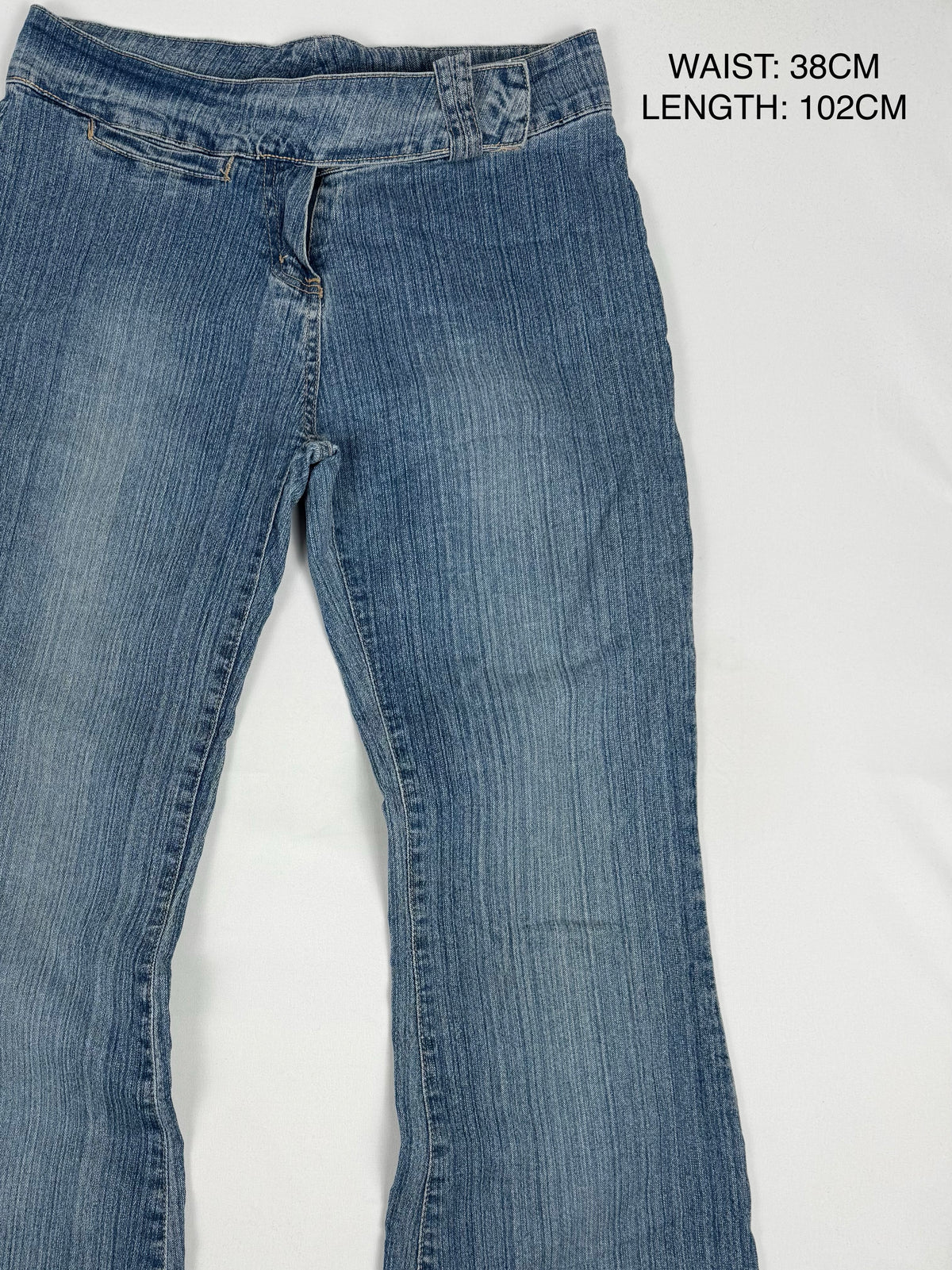 Blue denim low rise baggy pants (M)