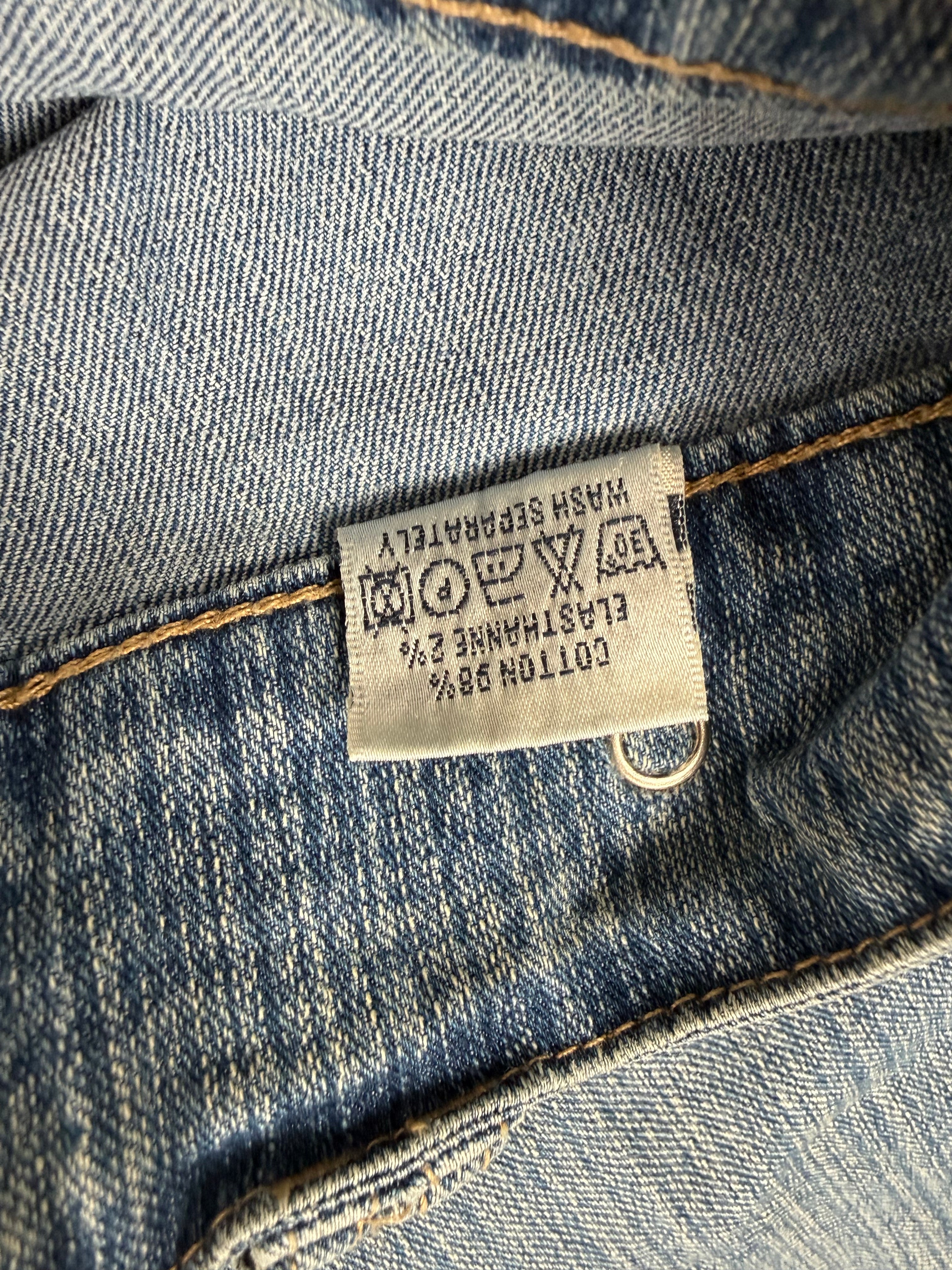 Blue denim low rise baggy pants (M)