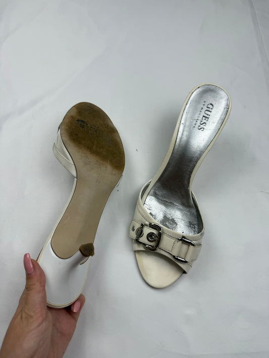 White buckle belt mules heels (39)