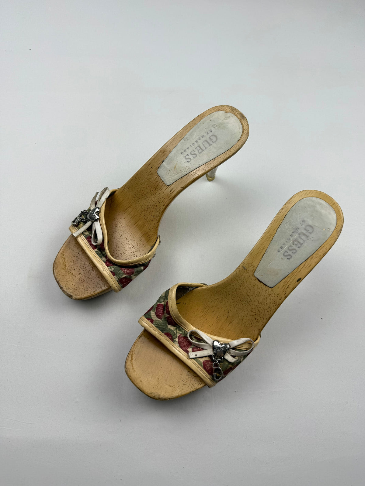 Cherry print wood heels mules with charms (37)