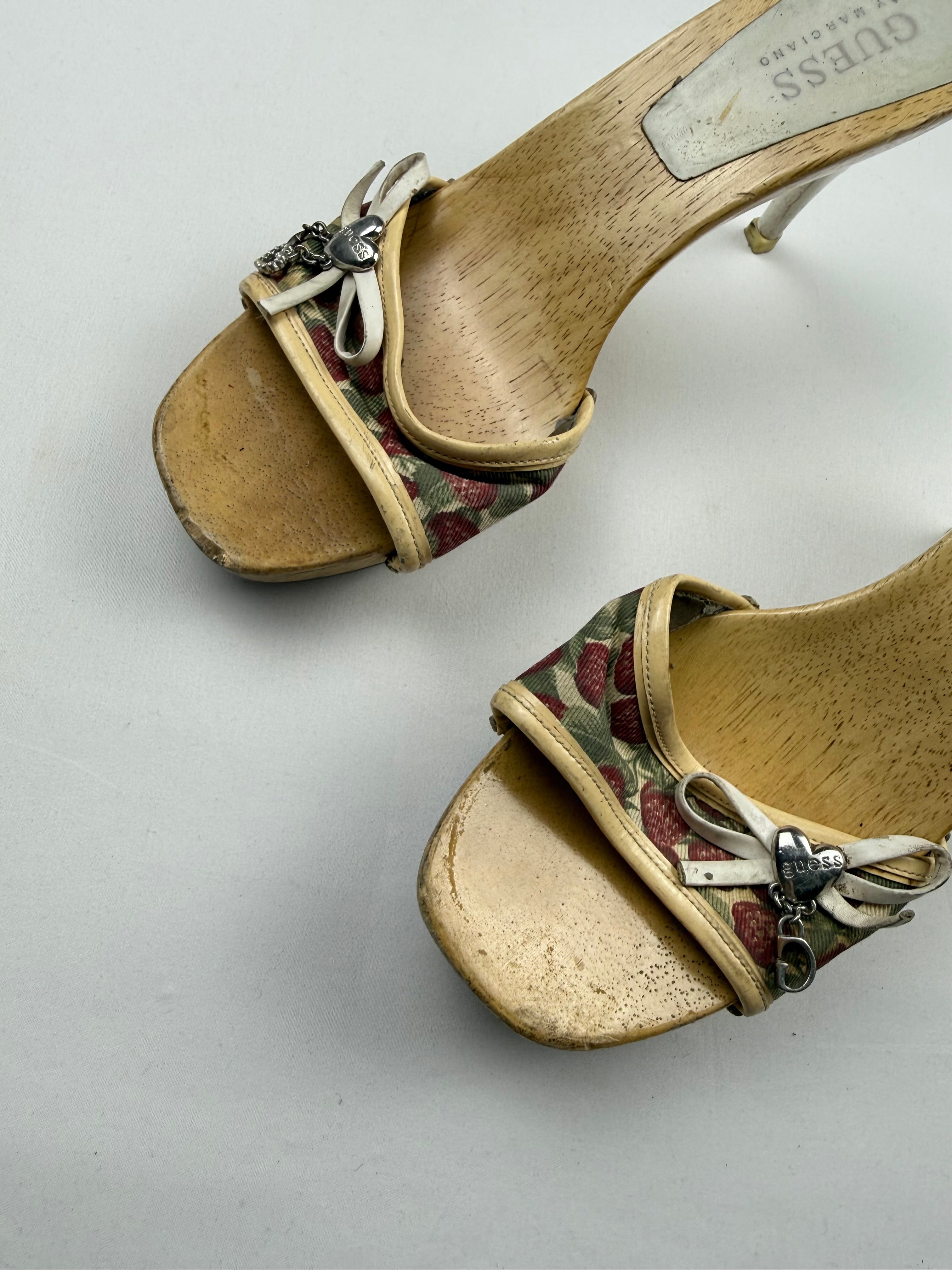 Cherry print wood heels mules with charms (37)
