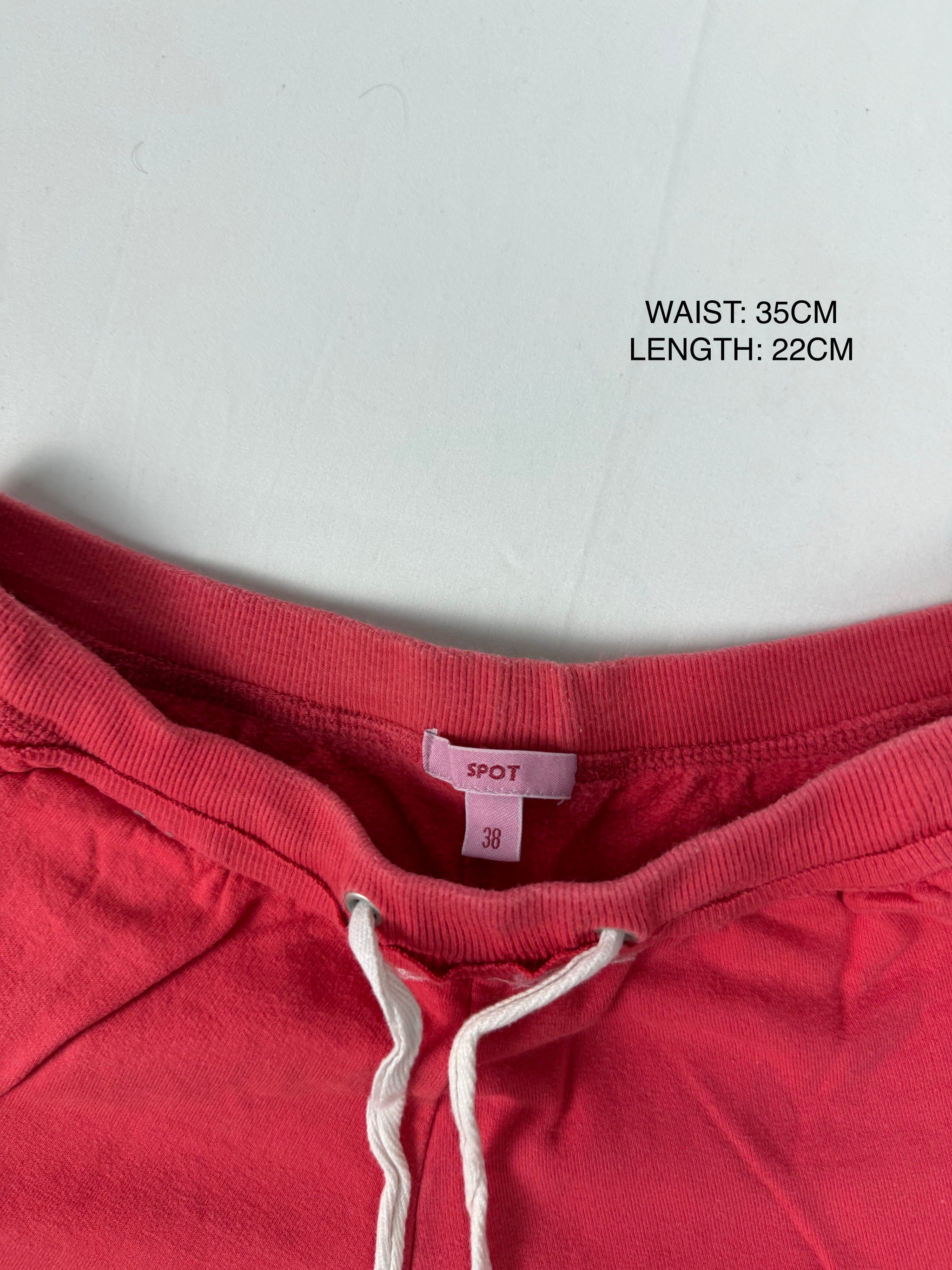 Red cotton activewear low rise mini short (M)