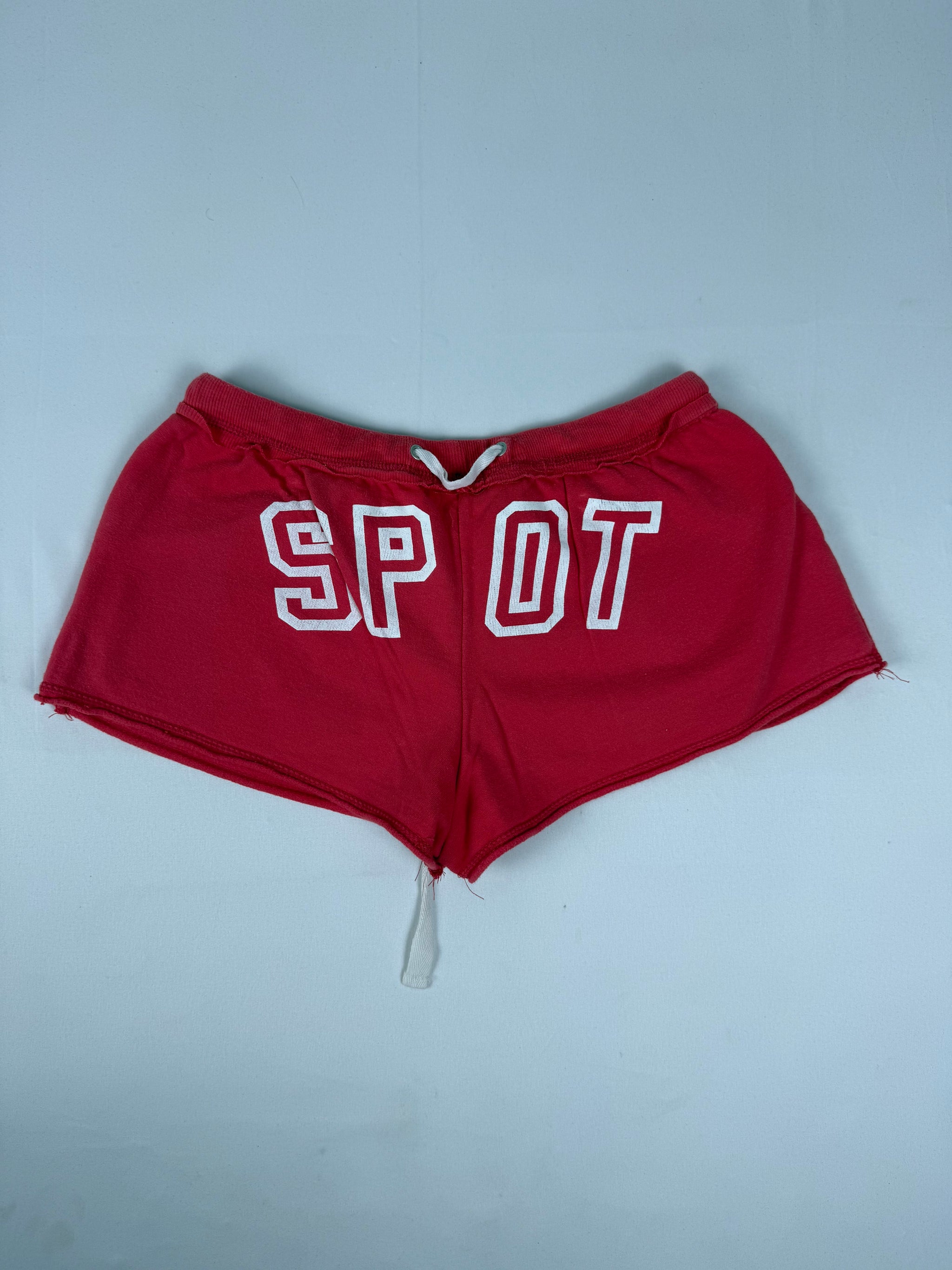 Red cotton activewear low rise mini short (M)