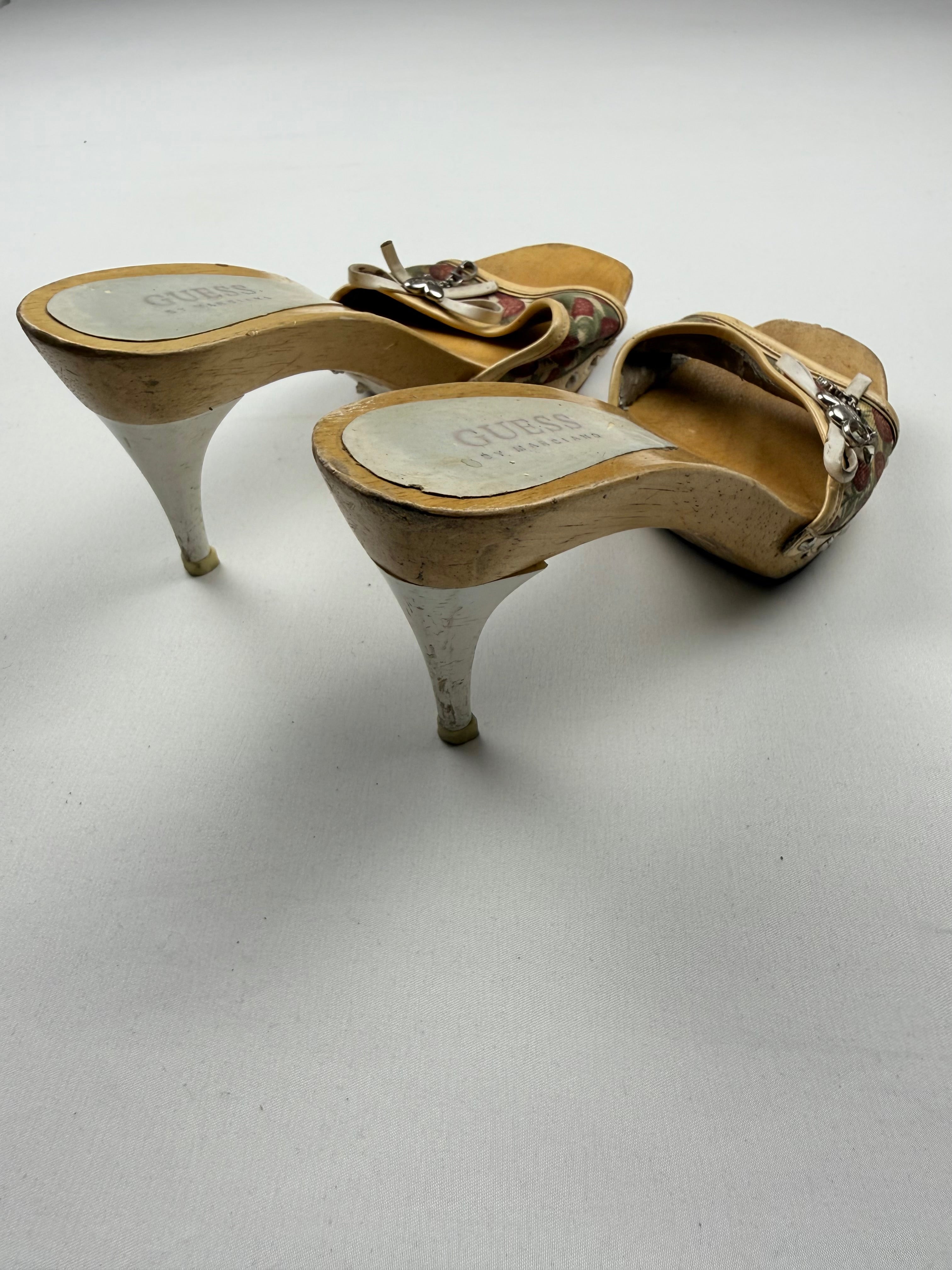 Cherry print wood heels mules with charms (37)
