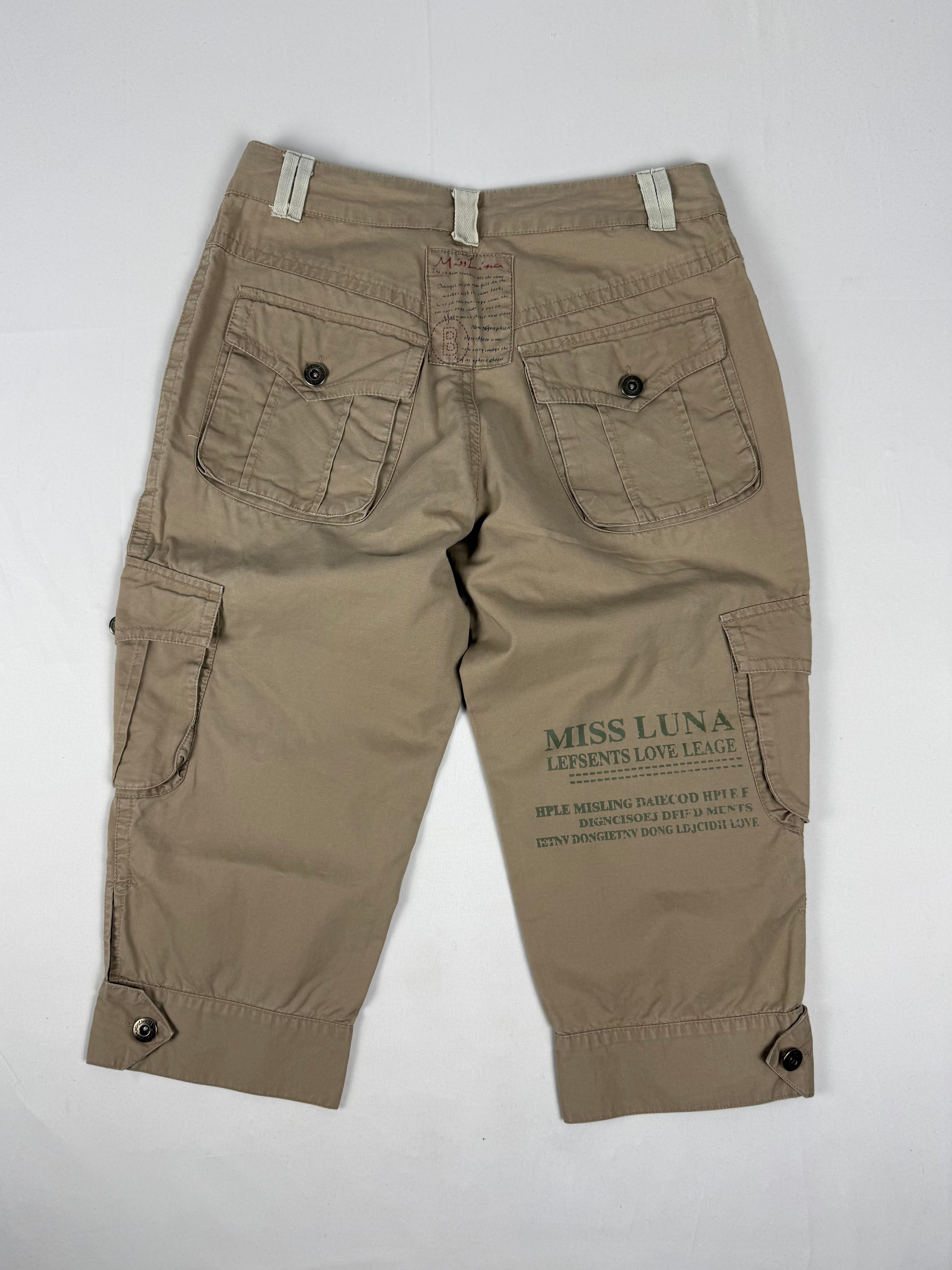 Beige low rise utility capri pants (S)