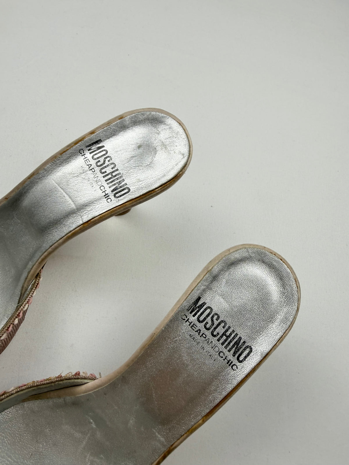 Baby pink rhinestones heels mules (37.5)