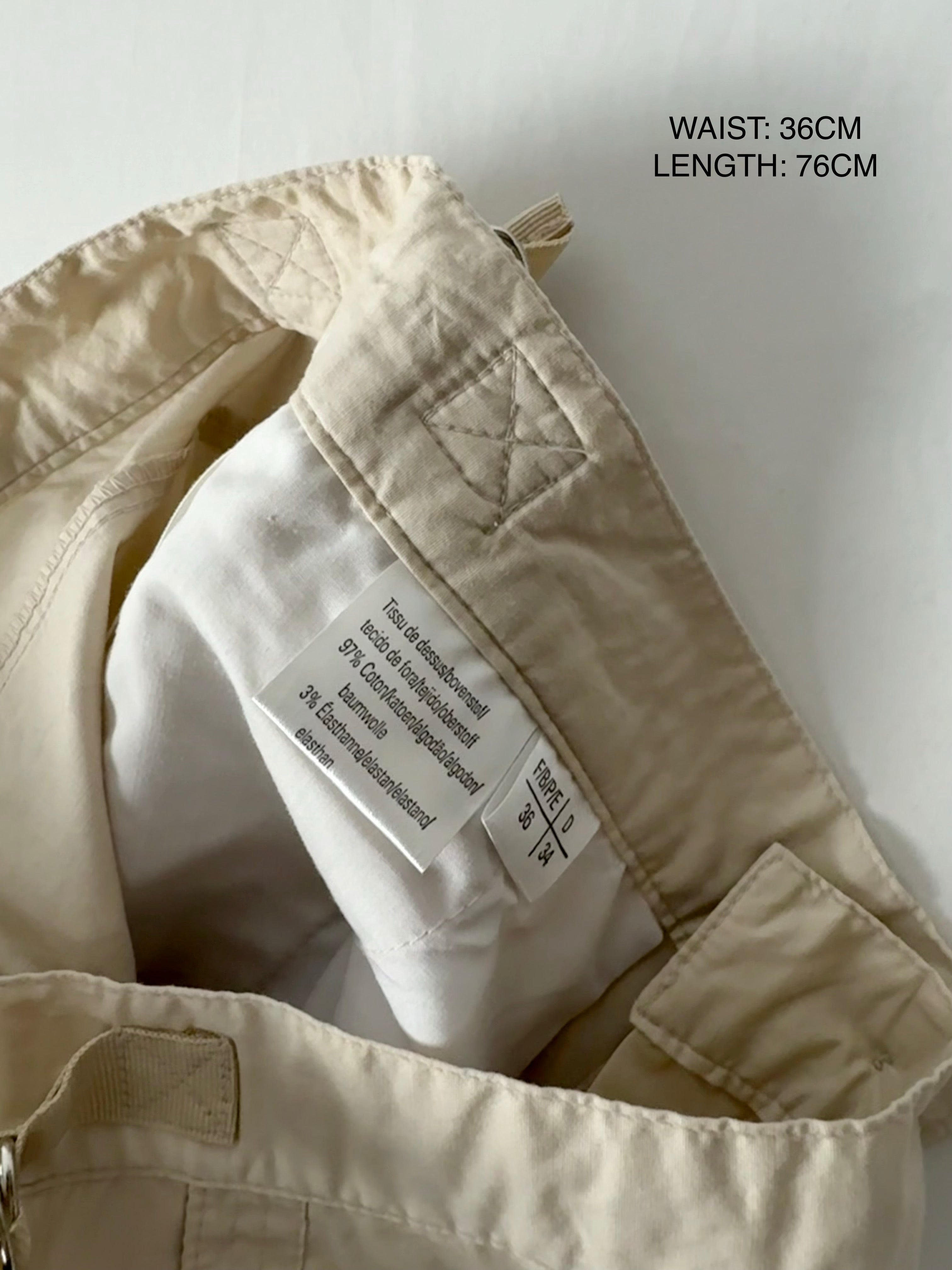 Cream low rise utility capri pants (S)