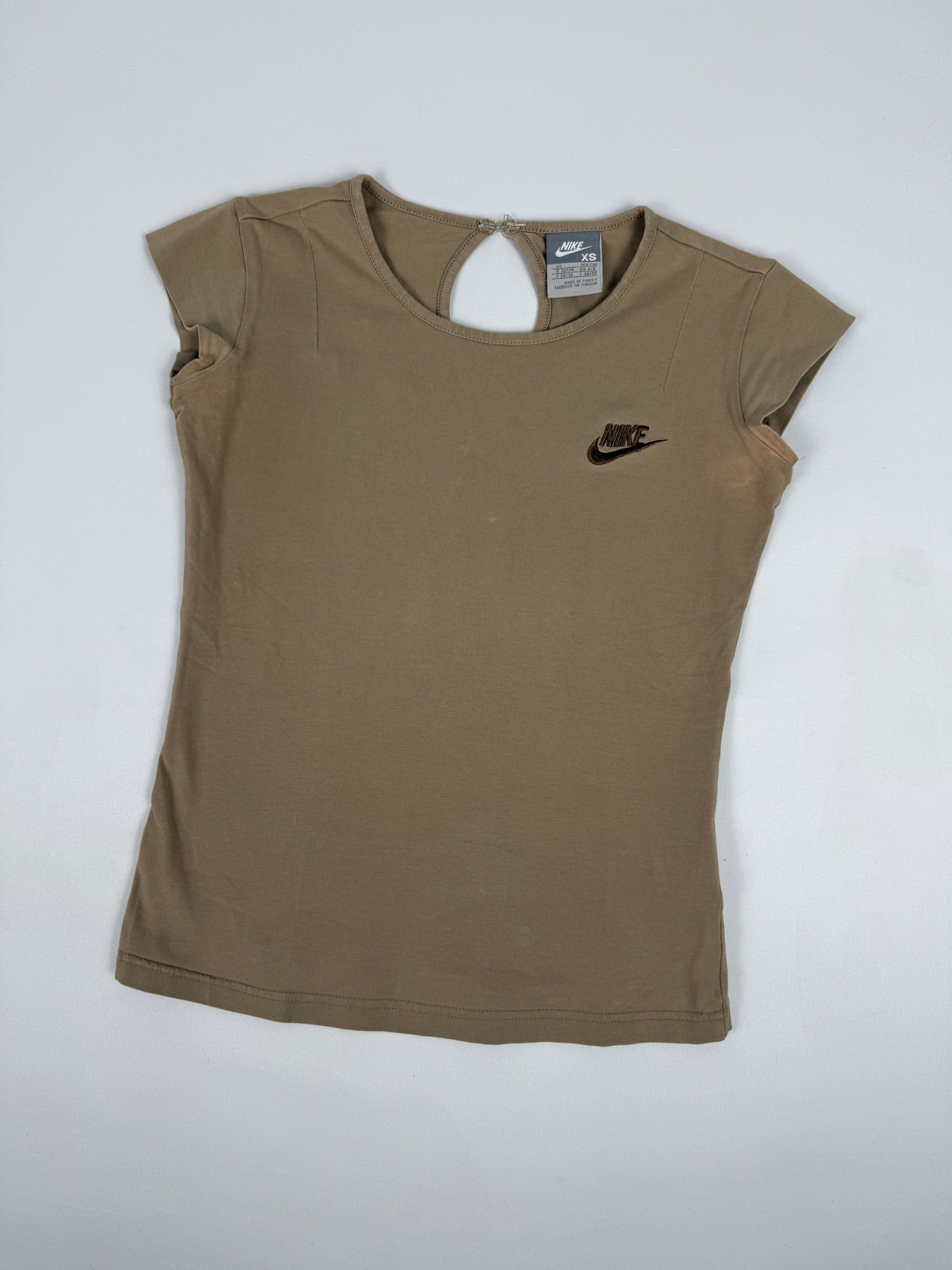Khaki embroidered logo cotton tee (XS)