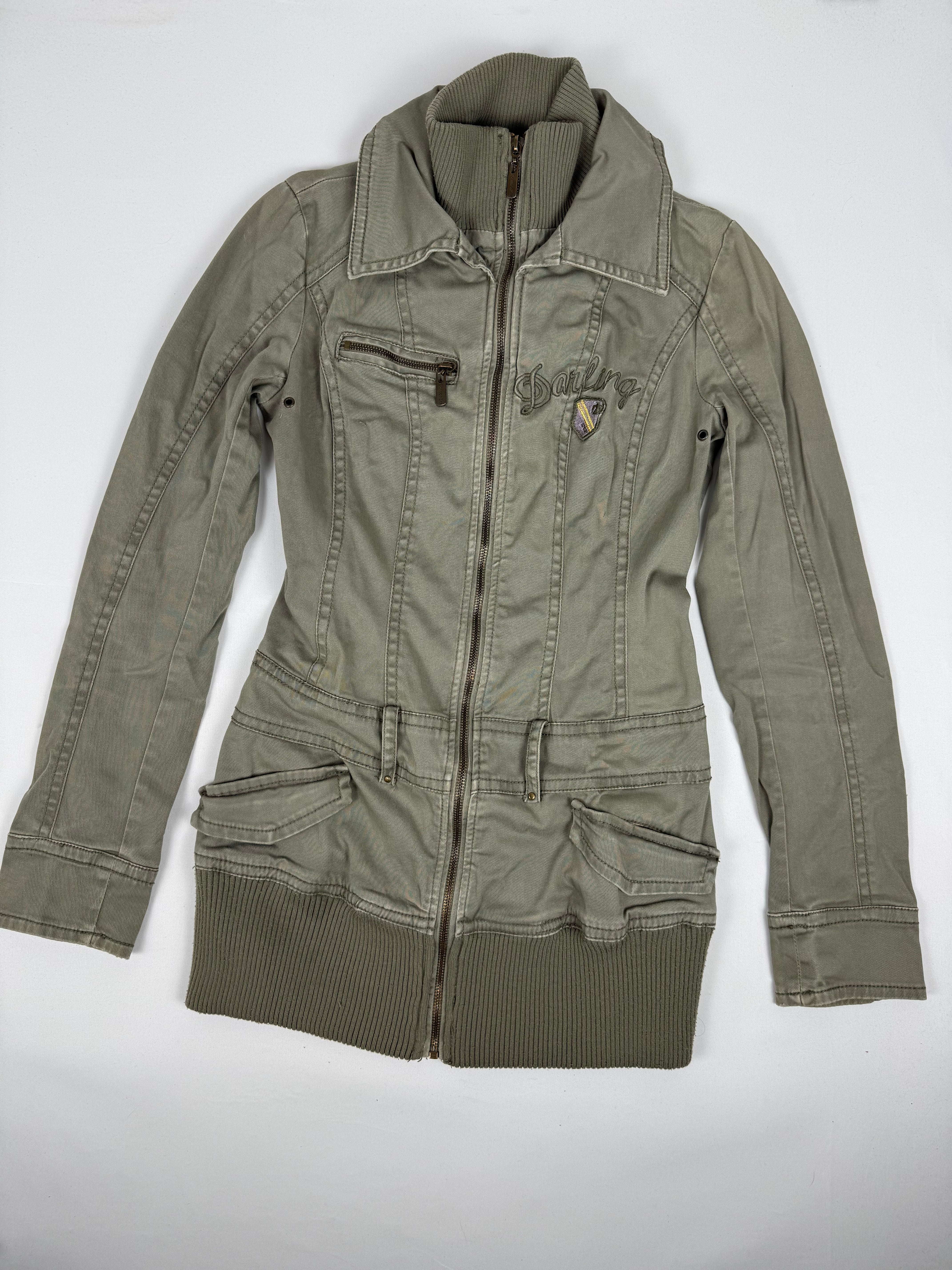 Veste ajustée 100 % coton kaki (L)