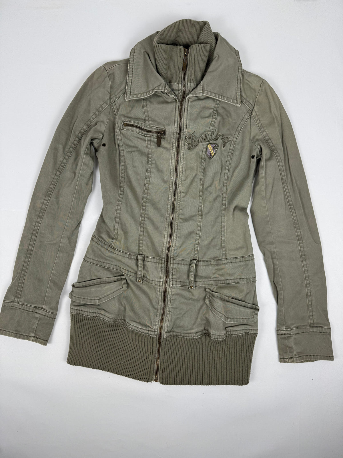 Veste ajustée 100 % coton kaki (L)