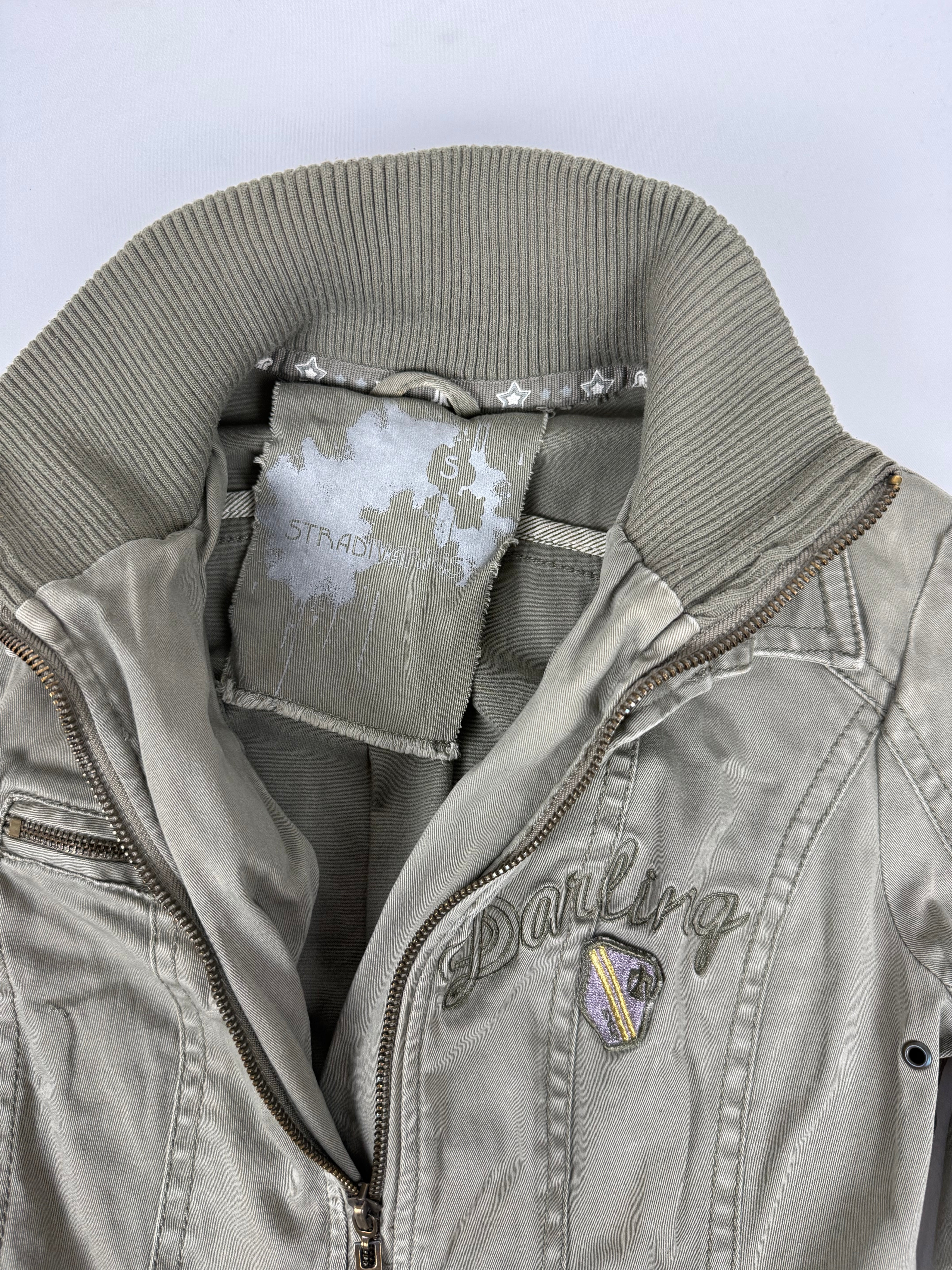Veste ajustée 100 % coton kaki (L)
