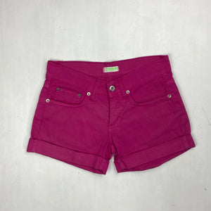 Pink low rise denim mini short (XS)