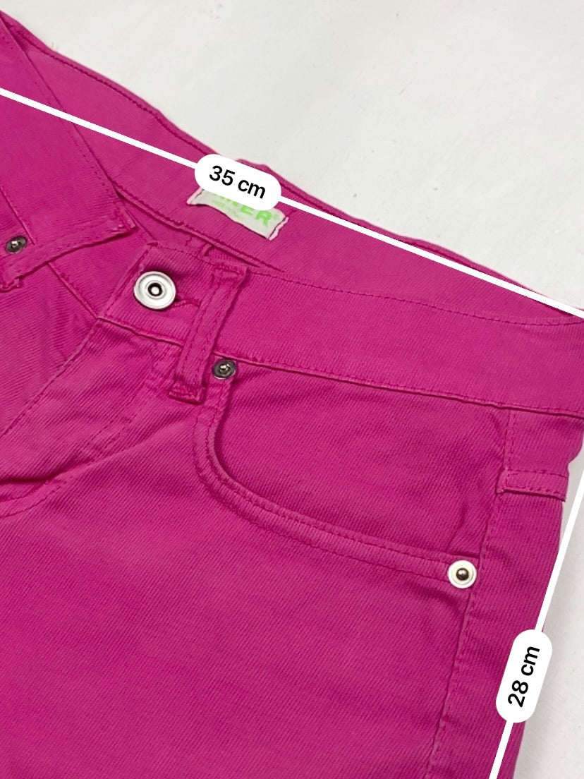 Pink low rise denim mini short (XS)