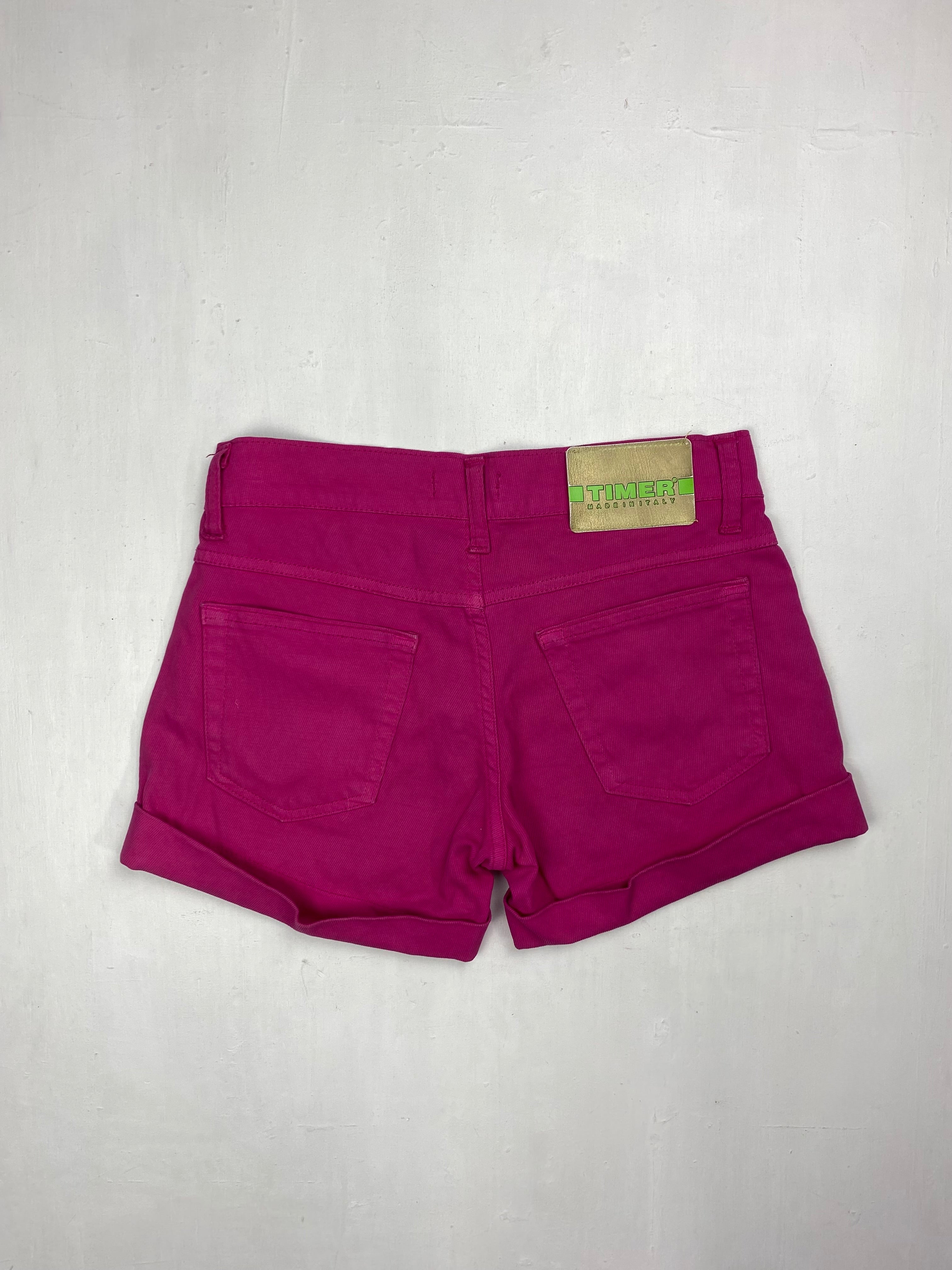 Pink low rise denim mini short (XS)