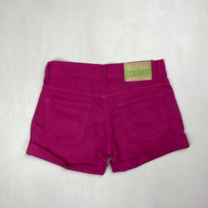 Pink low rise denim mini short (XS)