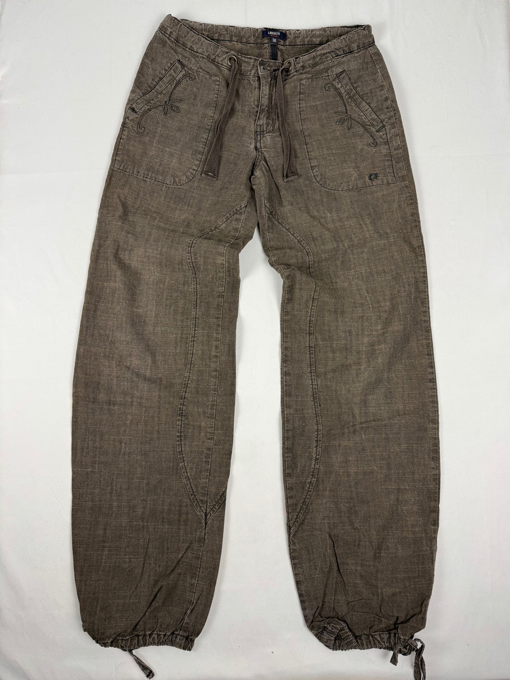 Brown 100% cotton low rise baggy pants (S/M)