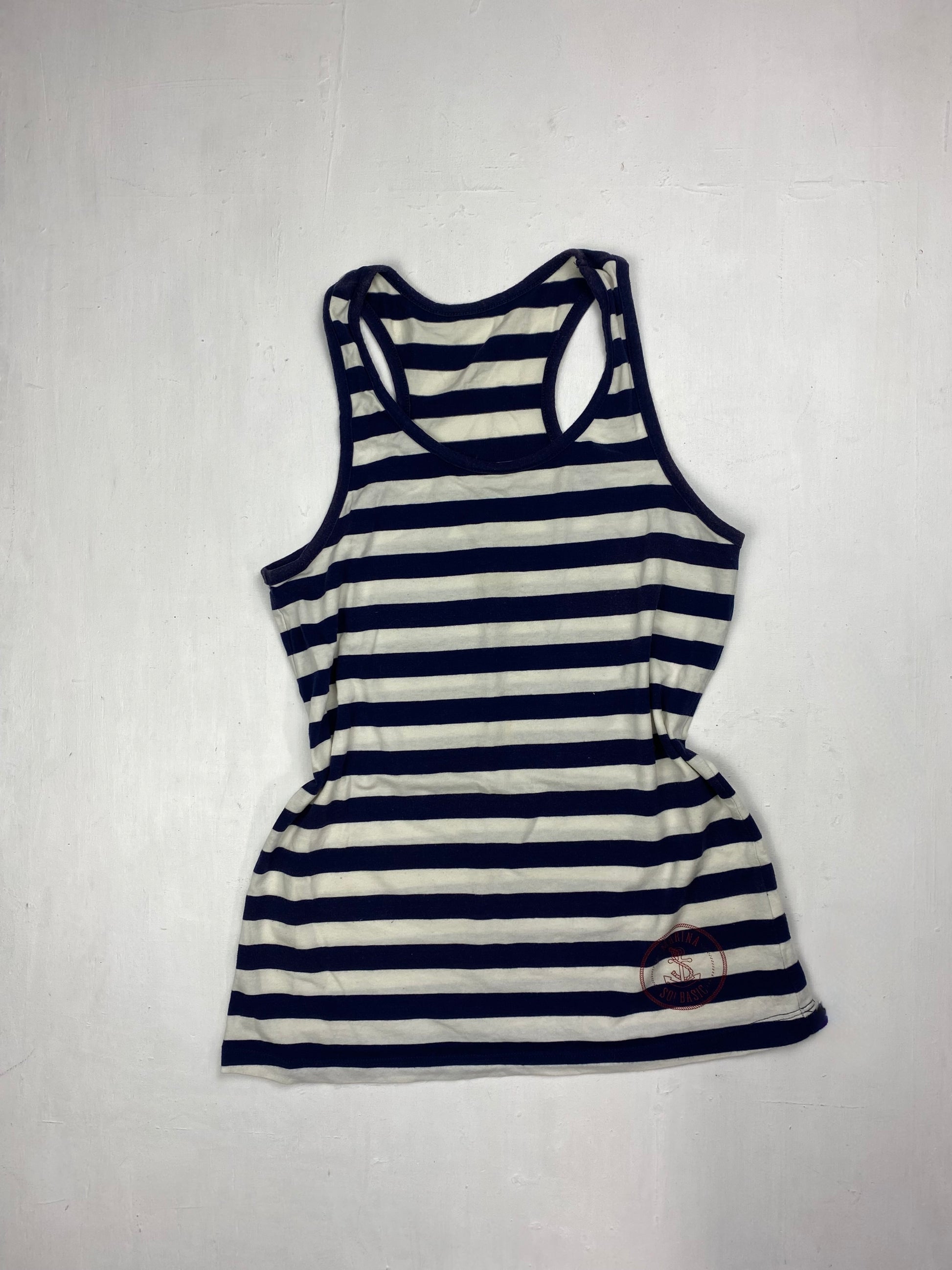Black & white striped cotton tank top (S/M)