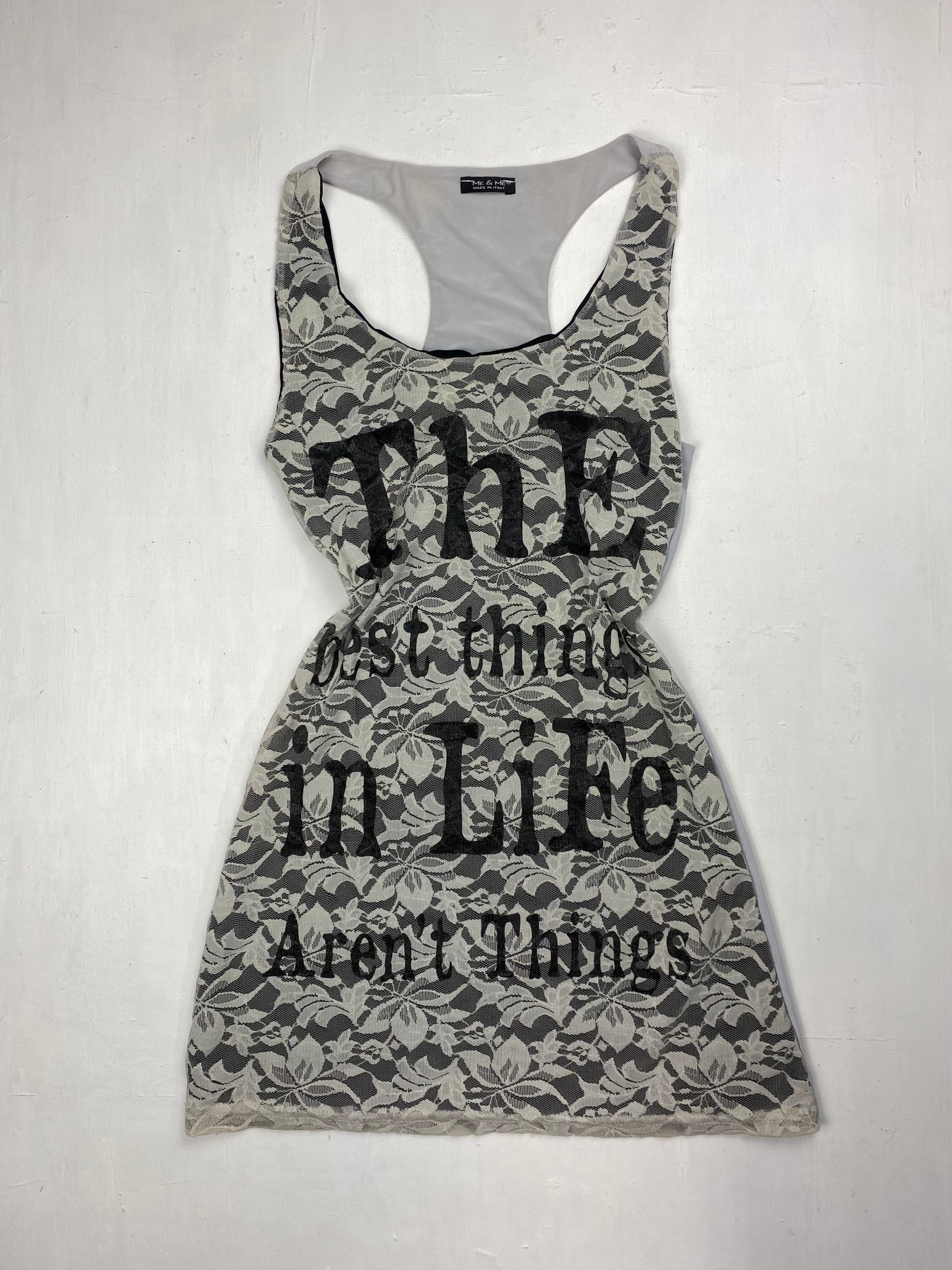 Grey lace lined tank top (S/M)