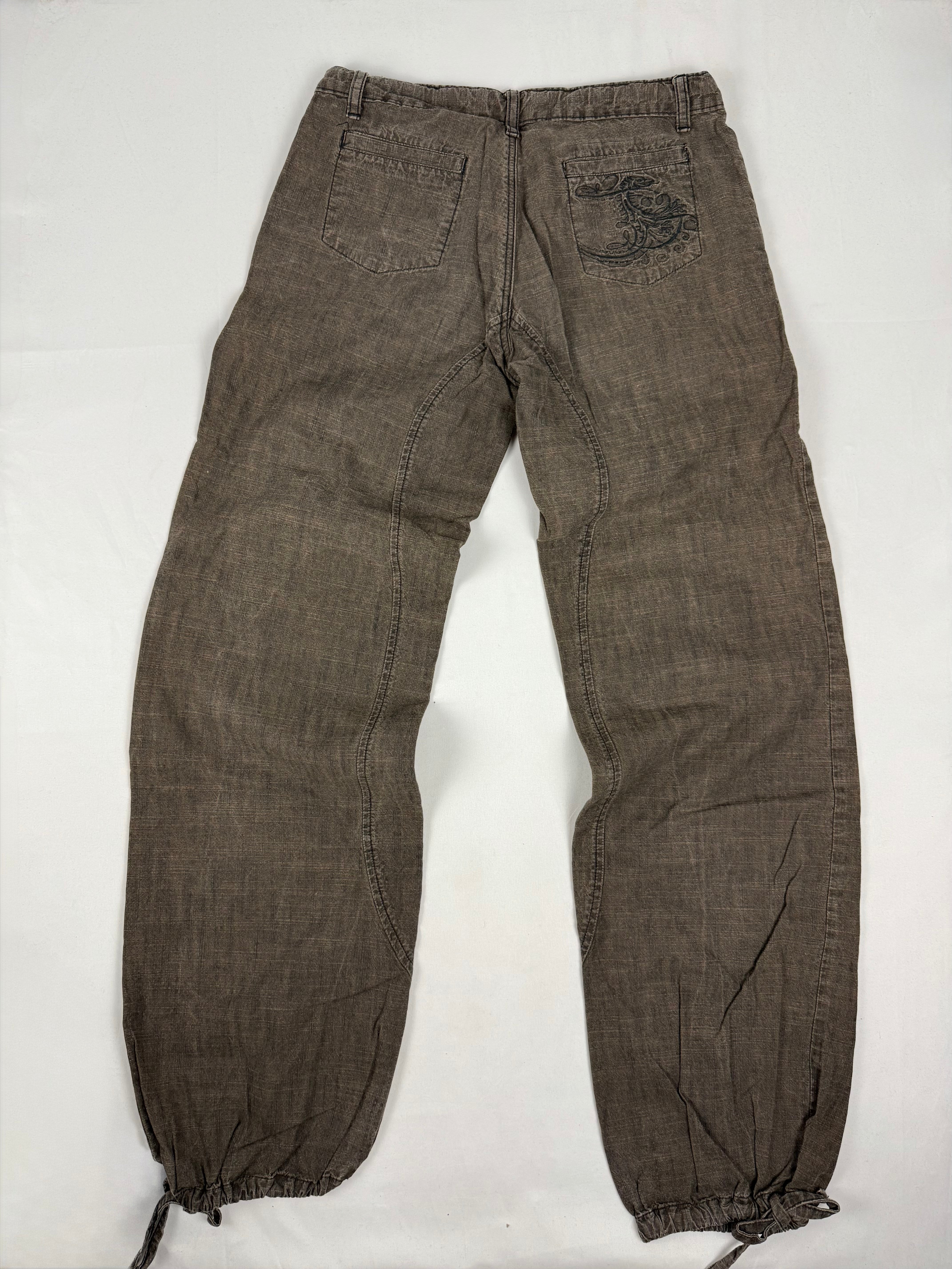 Brown 100% cotton low rise baggy pants (S/M)