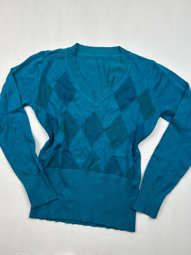 Blue elastic waist V neck jumper (S/M)