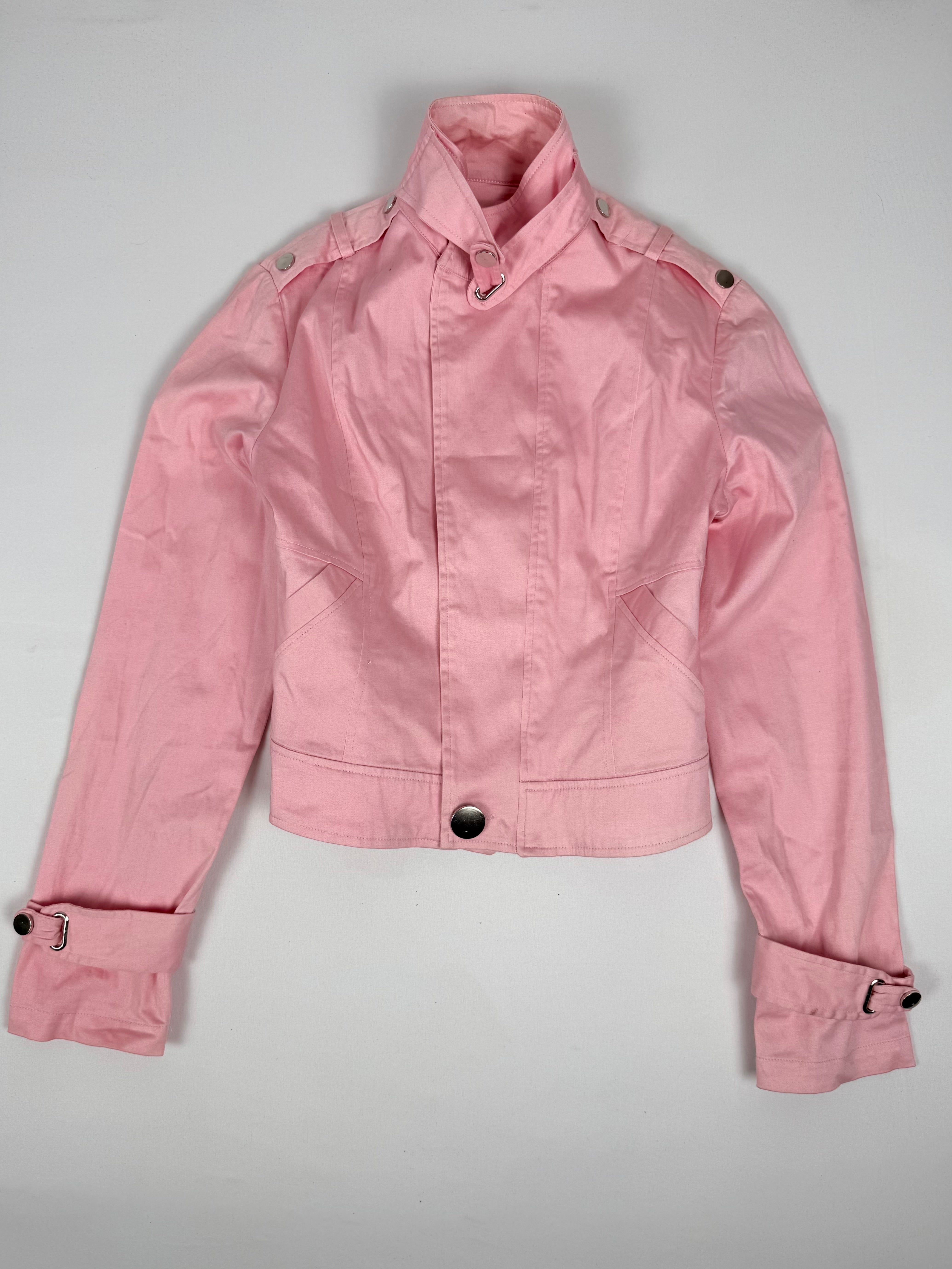 Pink zip up biker jacket (S)