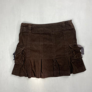 Brown cargo ribbed denim mini skirt (S)