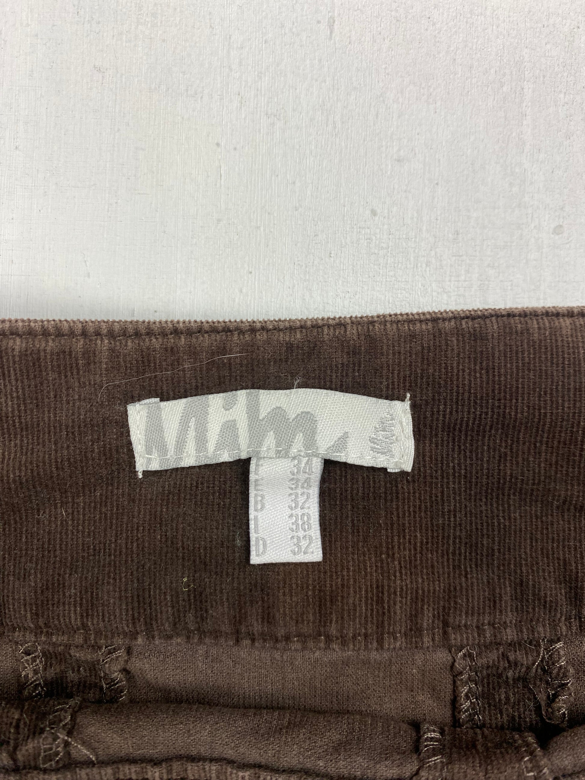 Brown cargo ribbed denim mini skirt (S)