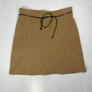 Beige velvet denim mini skirt (S)