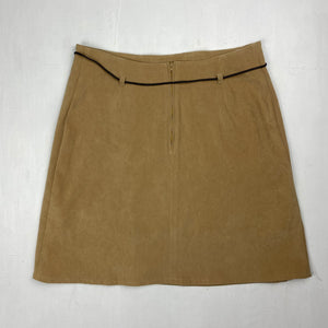Beige velvet denim mini skirt (S)