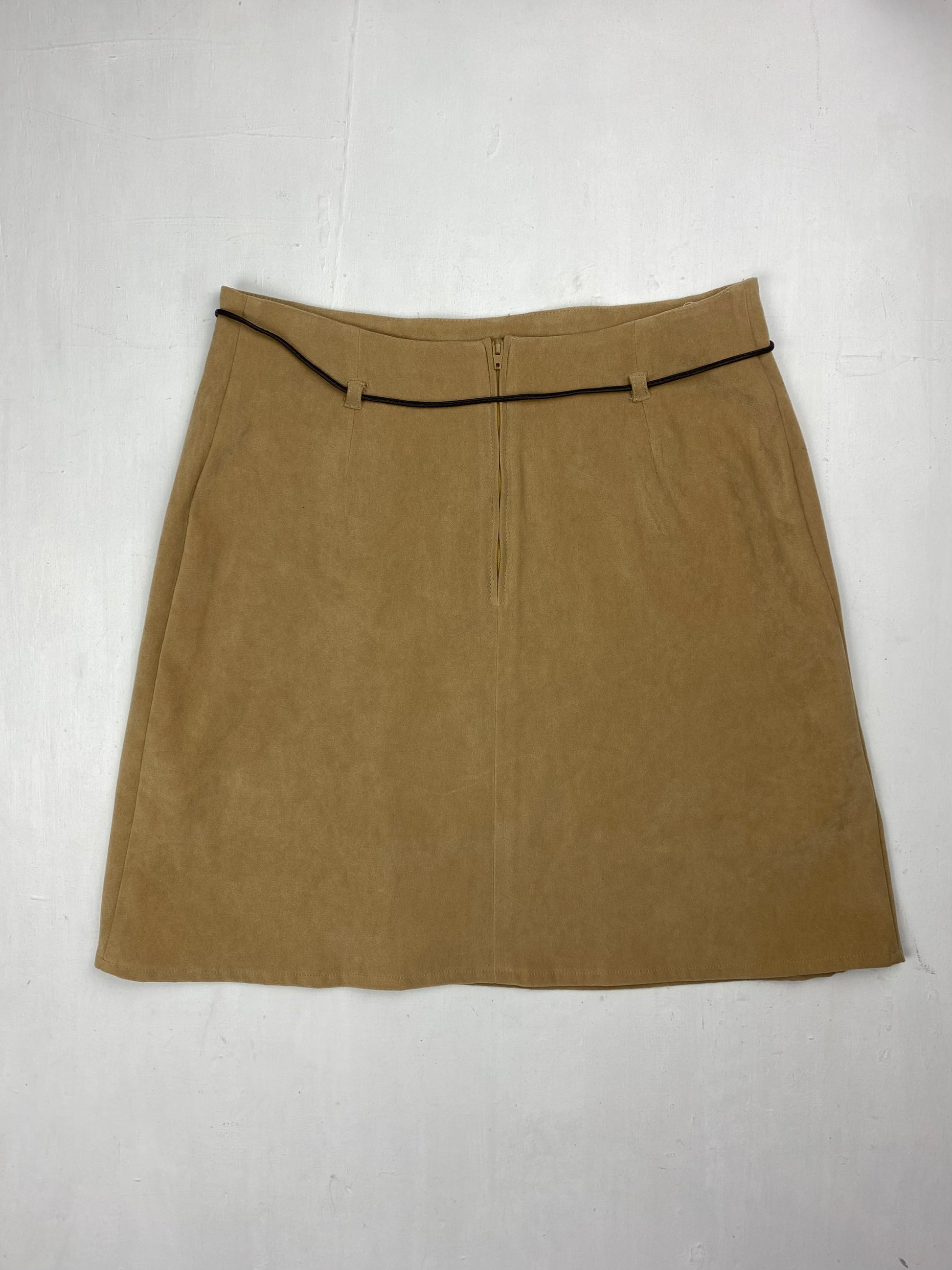Beige velvet denim mini skirt (S)