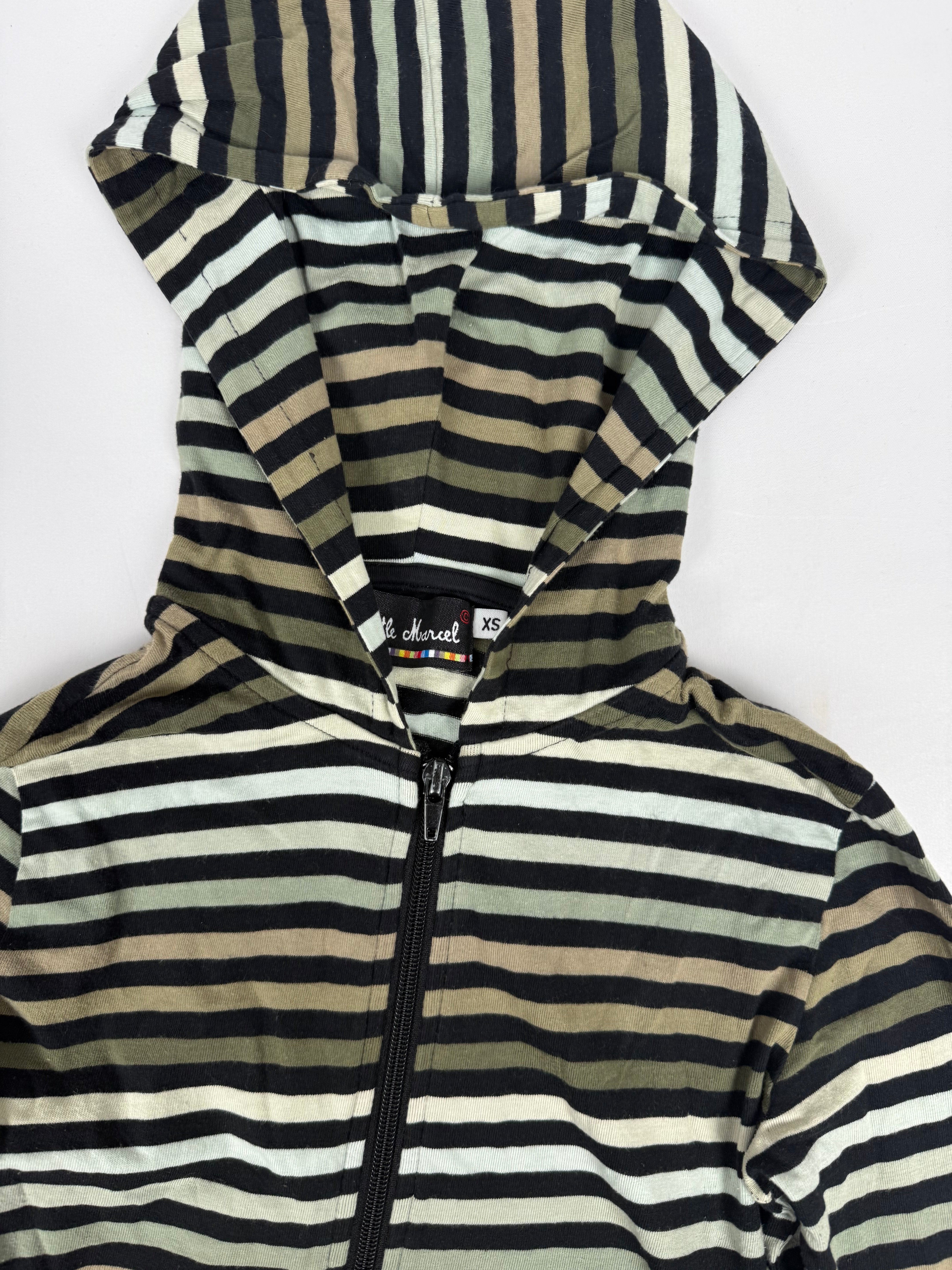 Khaki striped cotton hoodie (XS)