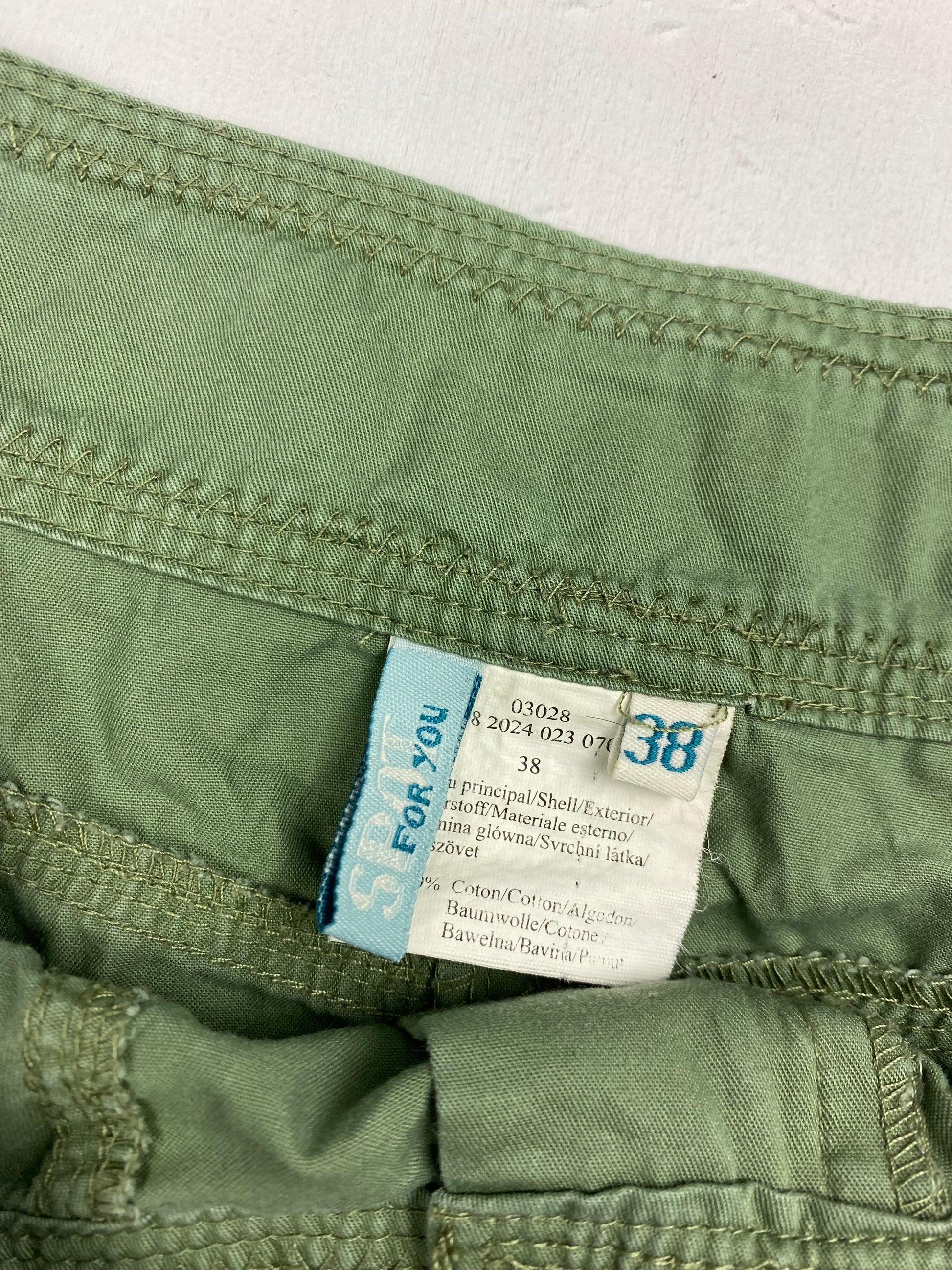 Khaki utility pleated mini skirt (S)