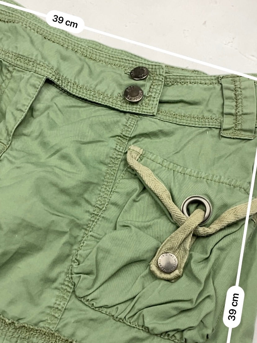 Khaki utility pleated mini skirt (S)