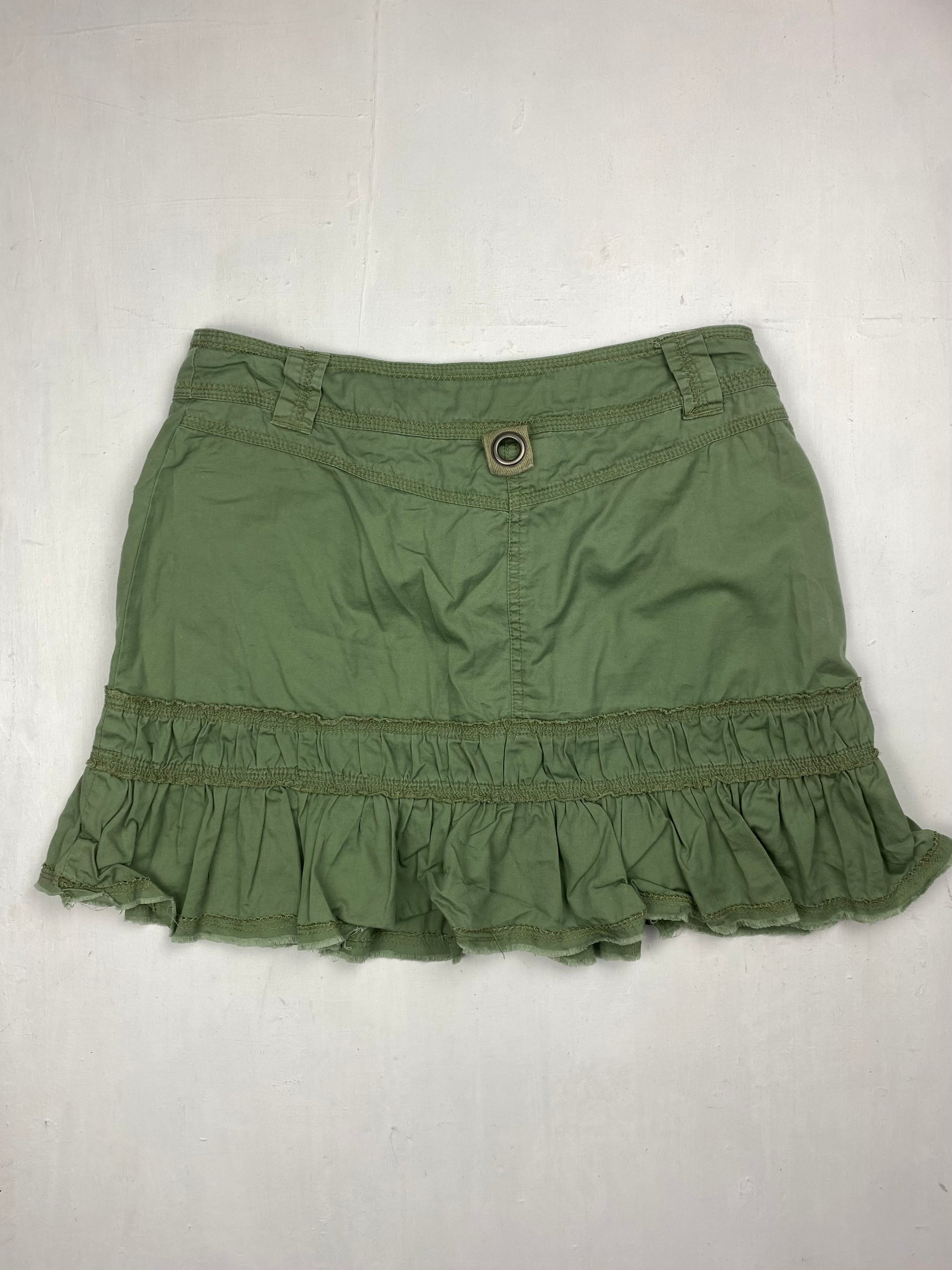 Khaki utility pleated mini skirt (S)