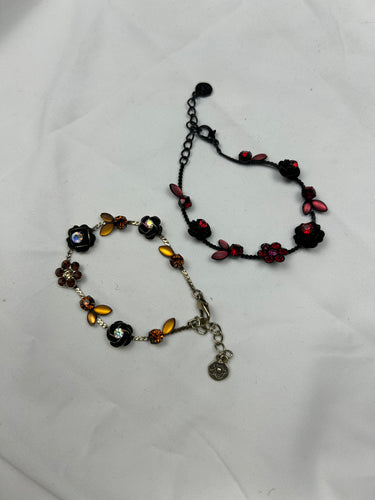 Flowers rhinestones pearls inox bracelet