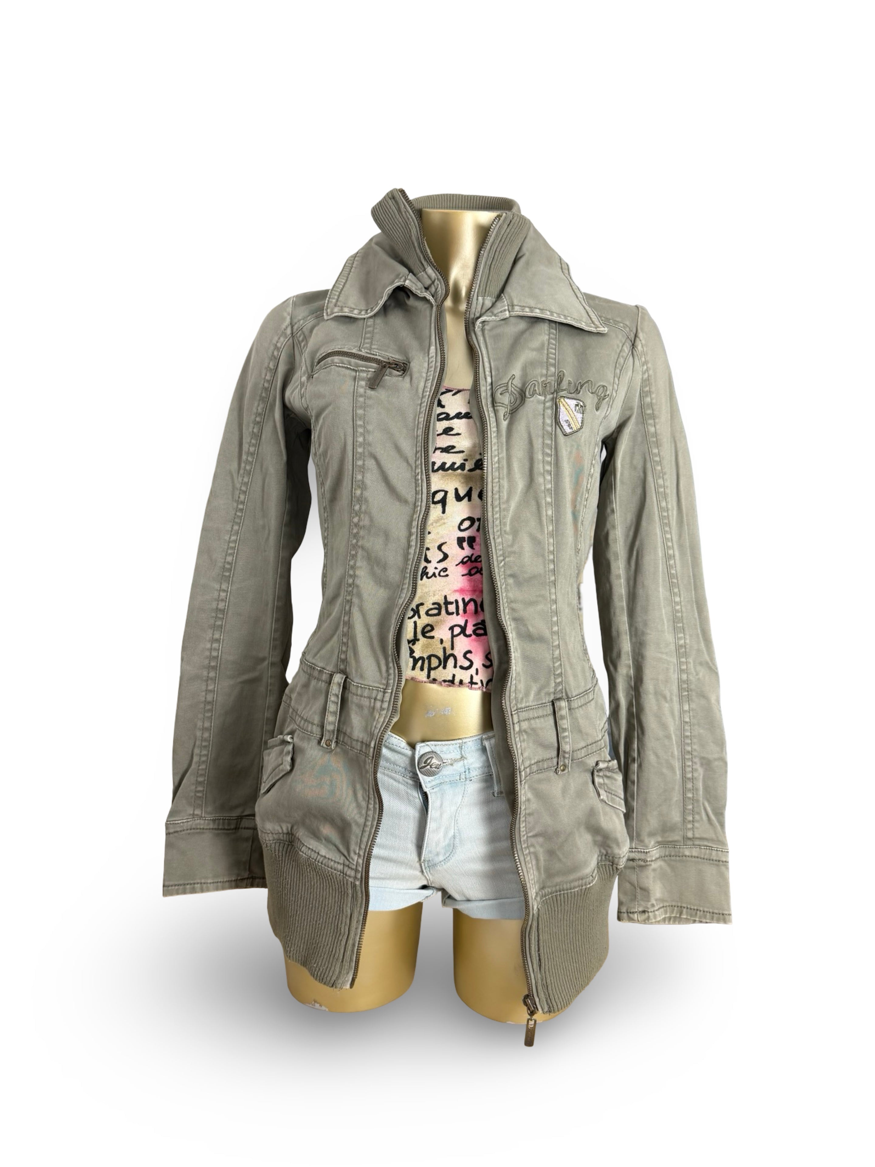 Veste ajustée 100 % coton kaki (L)