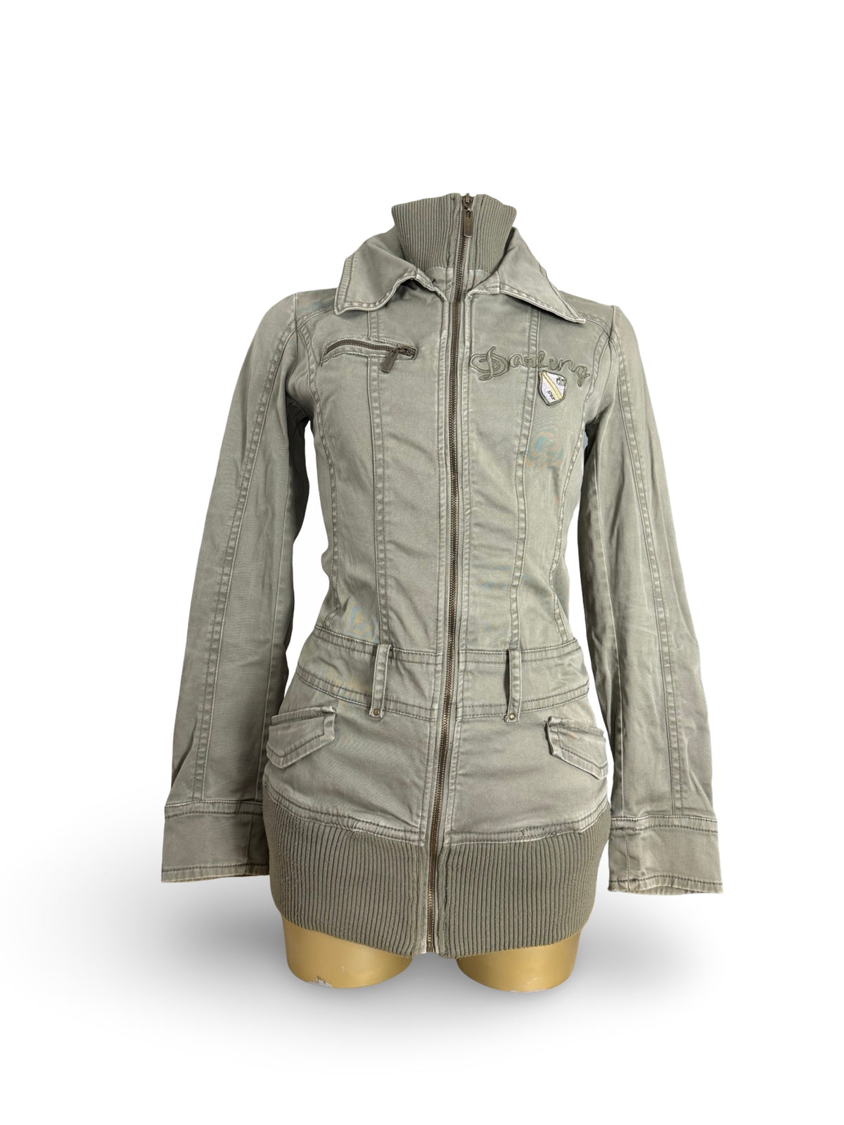 Veste ajustée 100 % coton kaki (L)