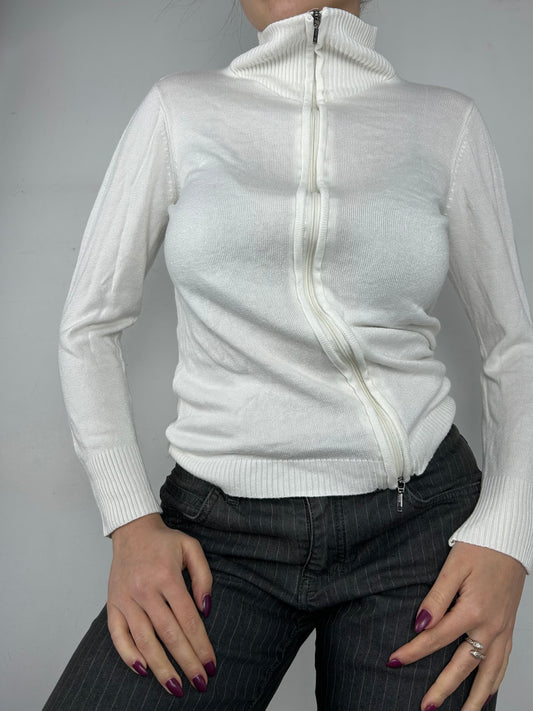 White zip up jumper (XS)