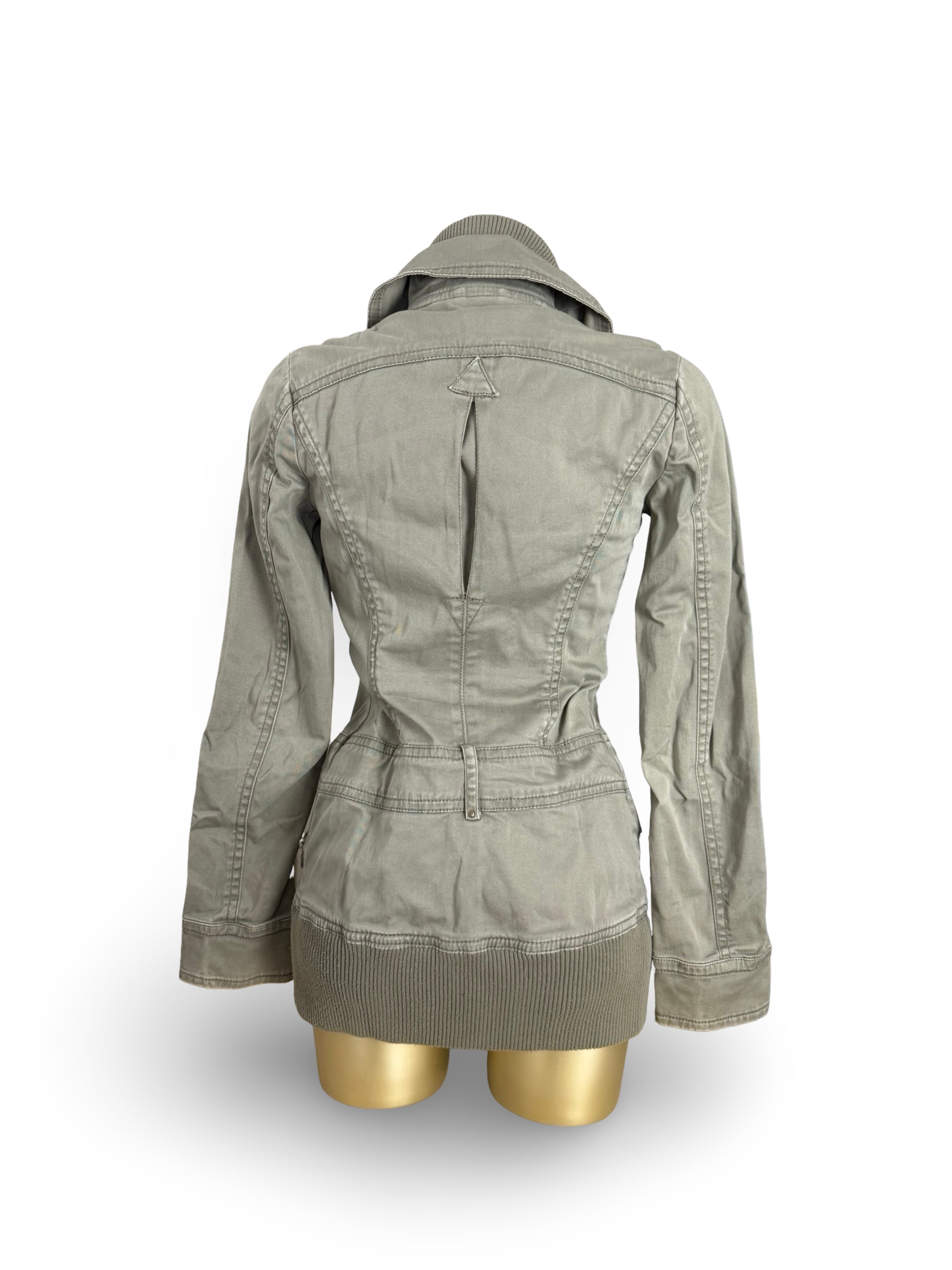 Veste ajustée 100 % coton kaki (L)