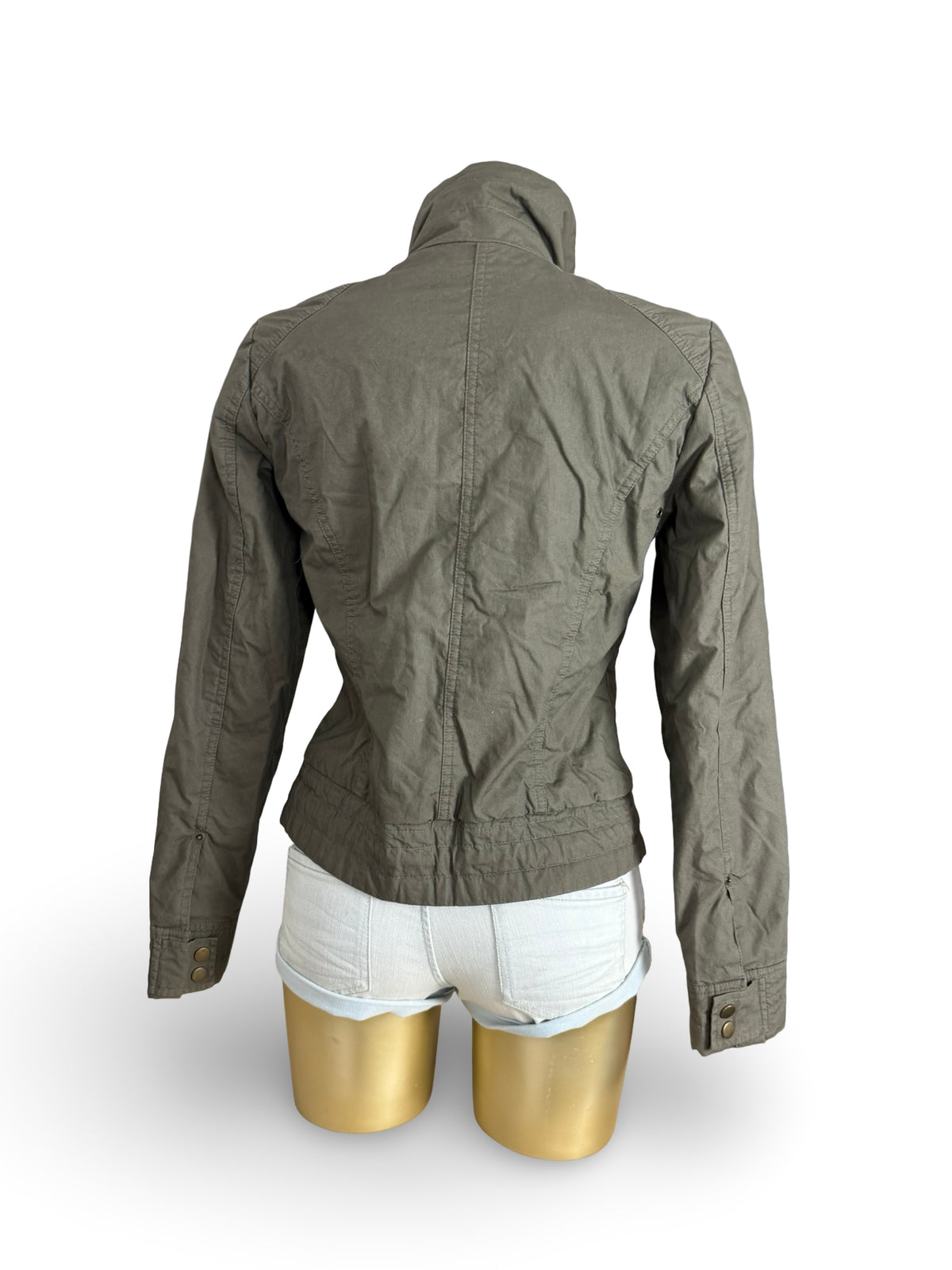 Khaki zip up biker jacket (S)
