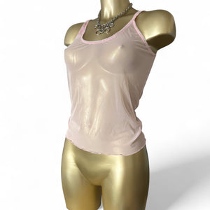 Baby pink mesh babydoll cami top (M)